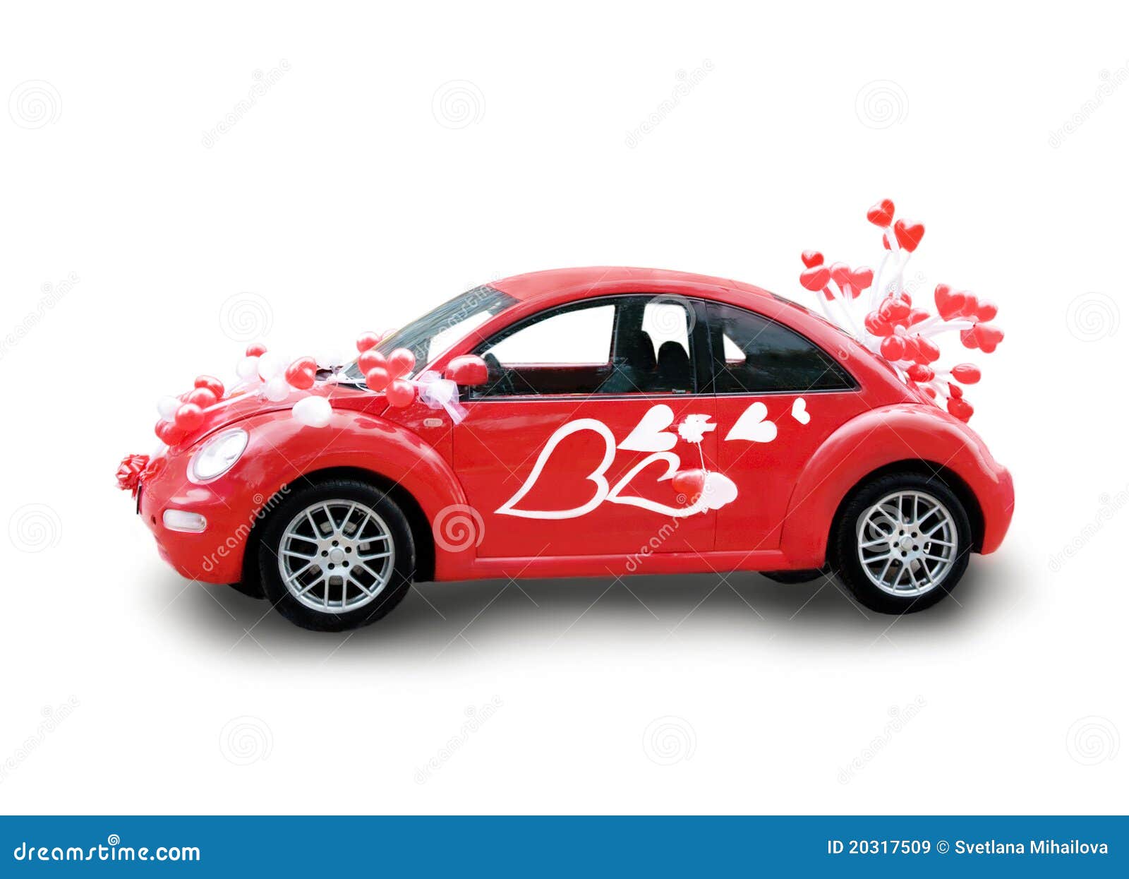 Red car with hearts stock image. Image of traffic, jubilee 20317509