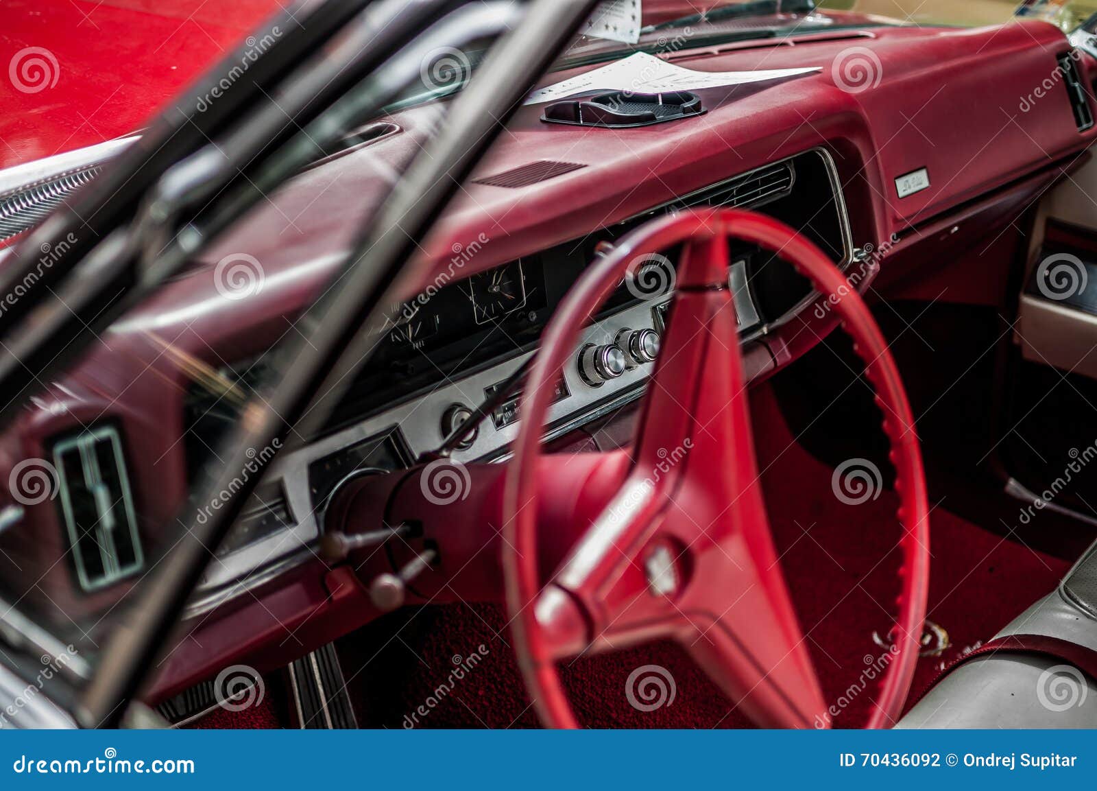 Red car interior editorial photography. Image of wheel 70436092