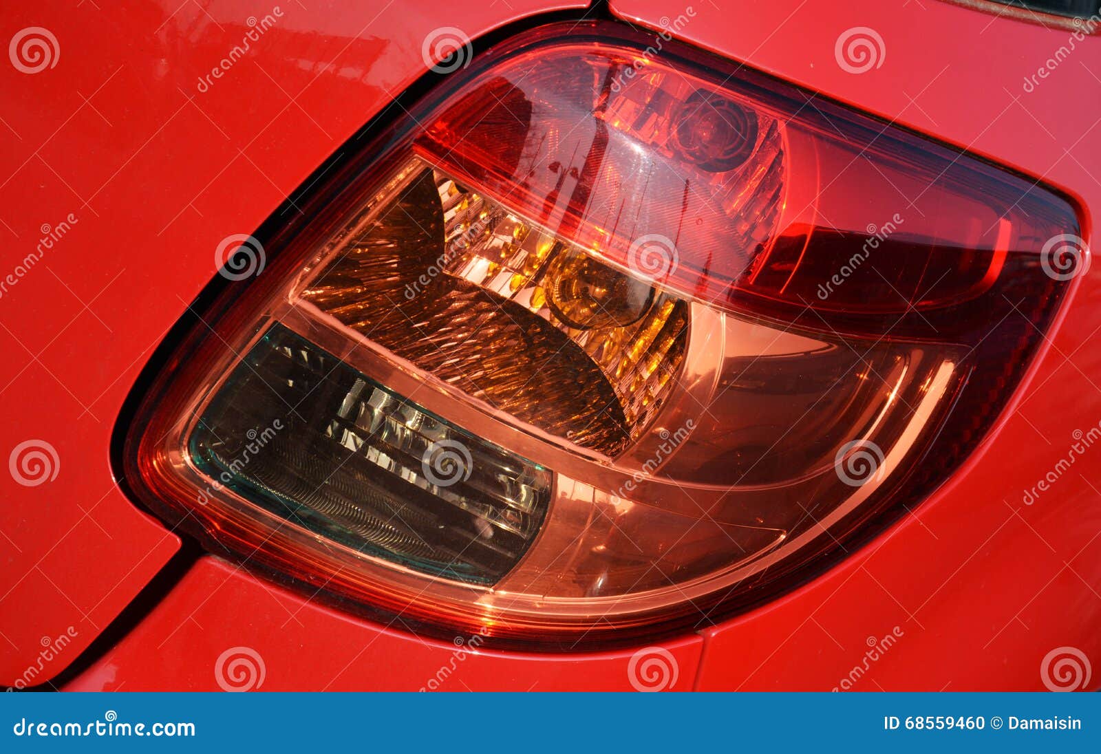 Red car, lights stock photo. Image of reflections, doorway 68559460