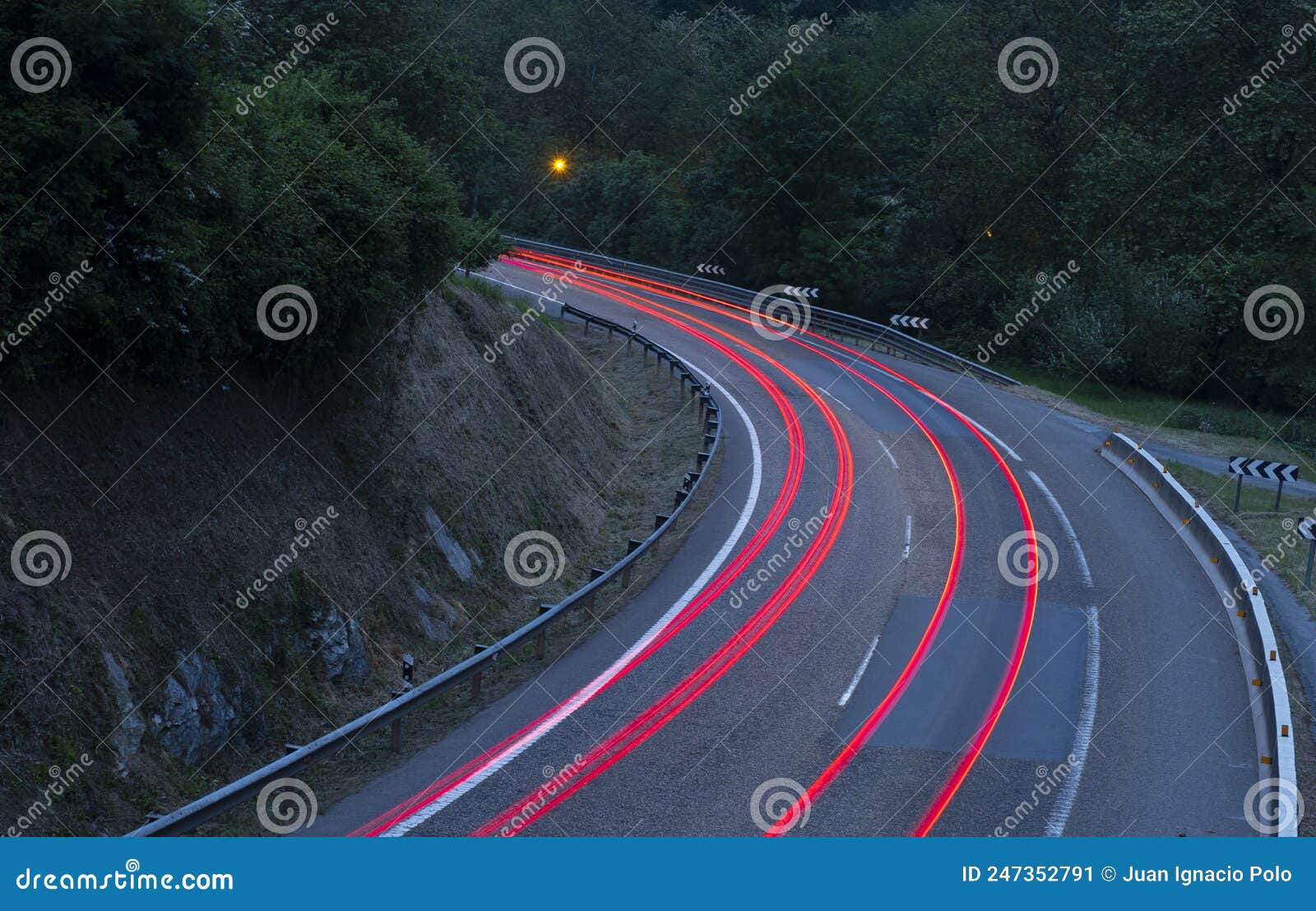 Red Car Lights on the Freeway at Night Stock Image Image of highway