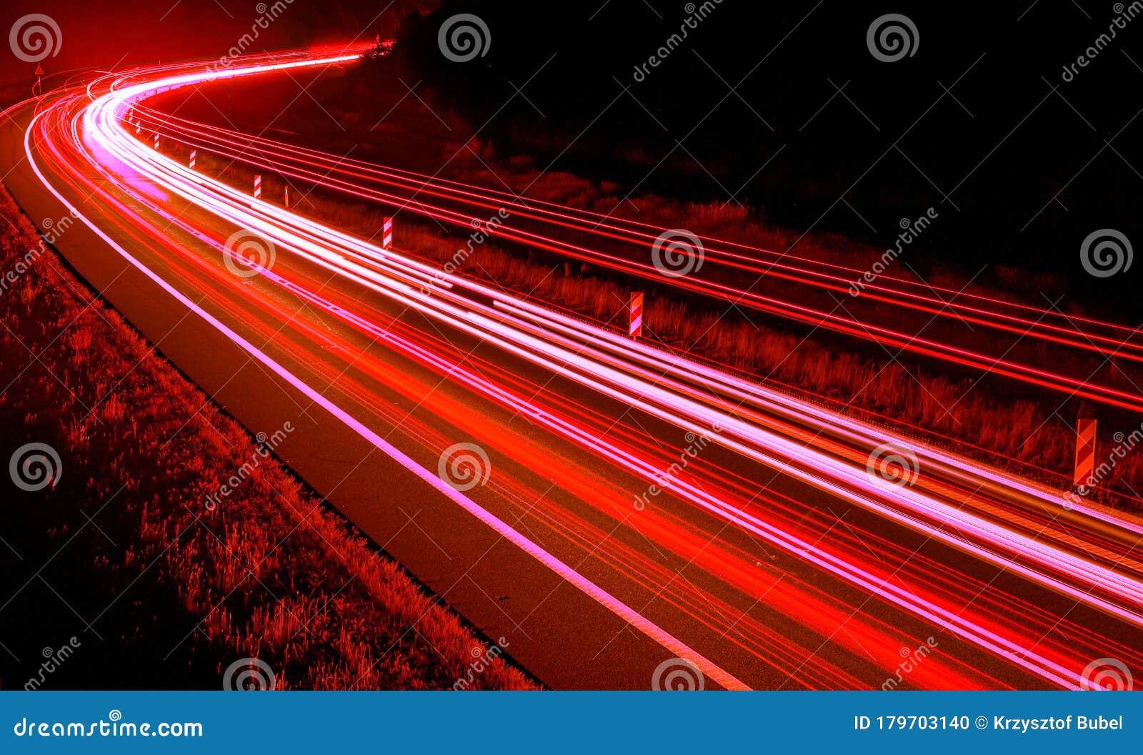 Red Car Lights at Night. Long Exposure Stock Photo Image of painting