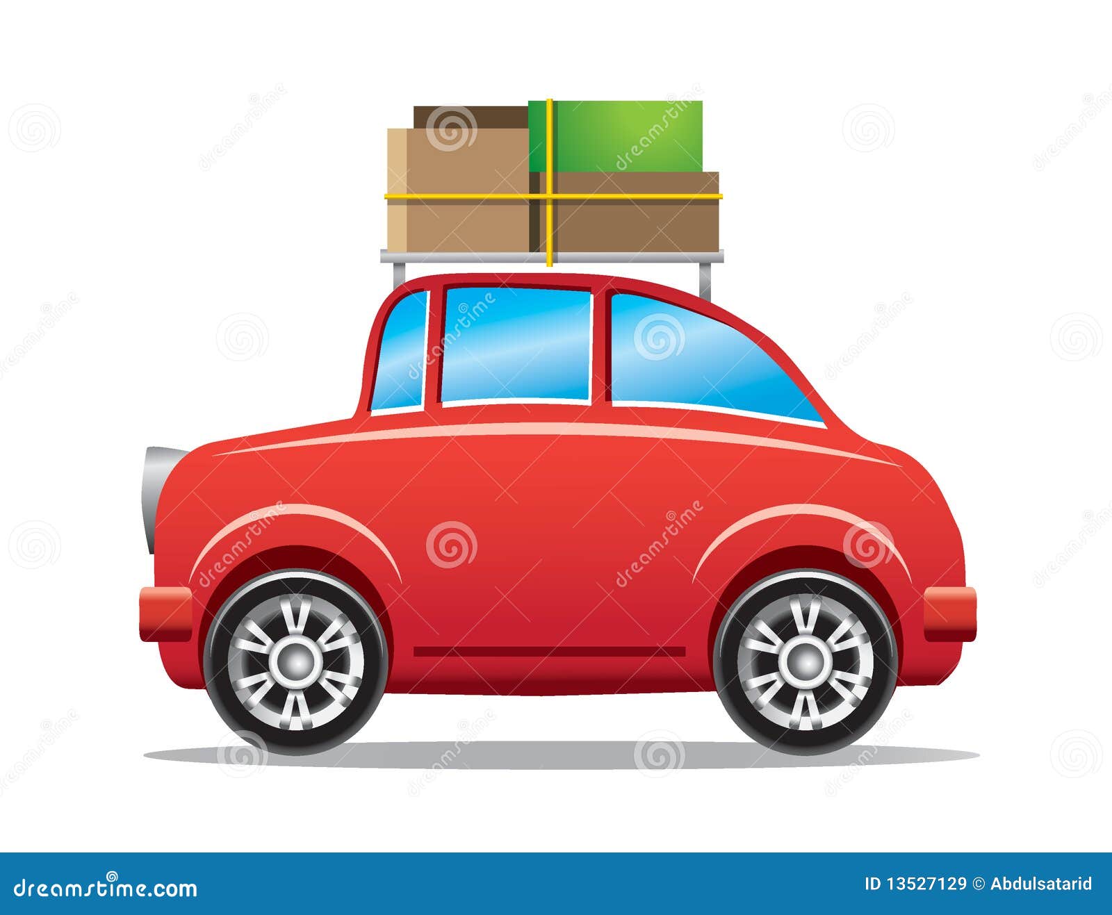 Red car with luggage rack stock vector. Illustration of package 13527129