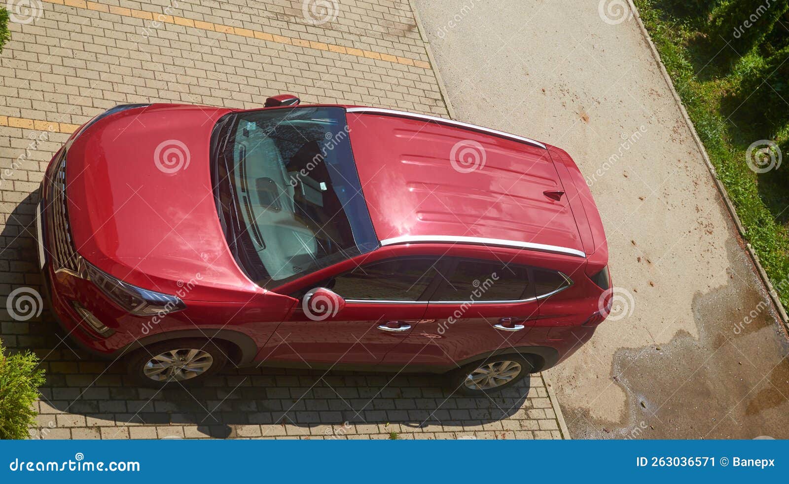 Red car on a parking stock image. Image of vehicle, auto 263036571