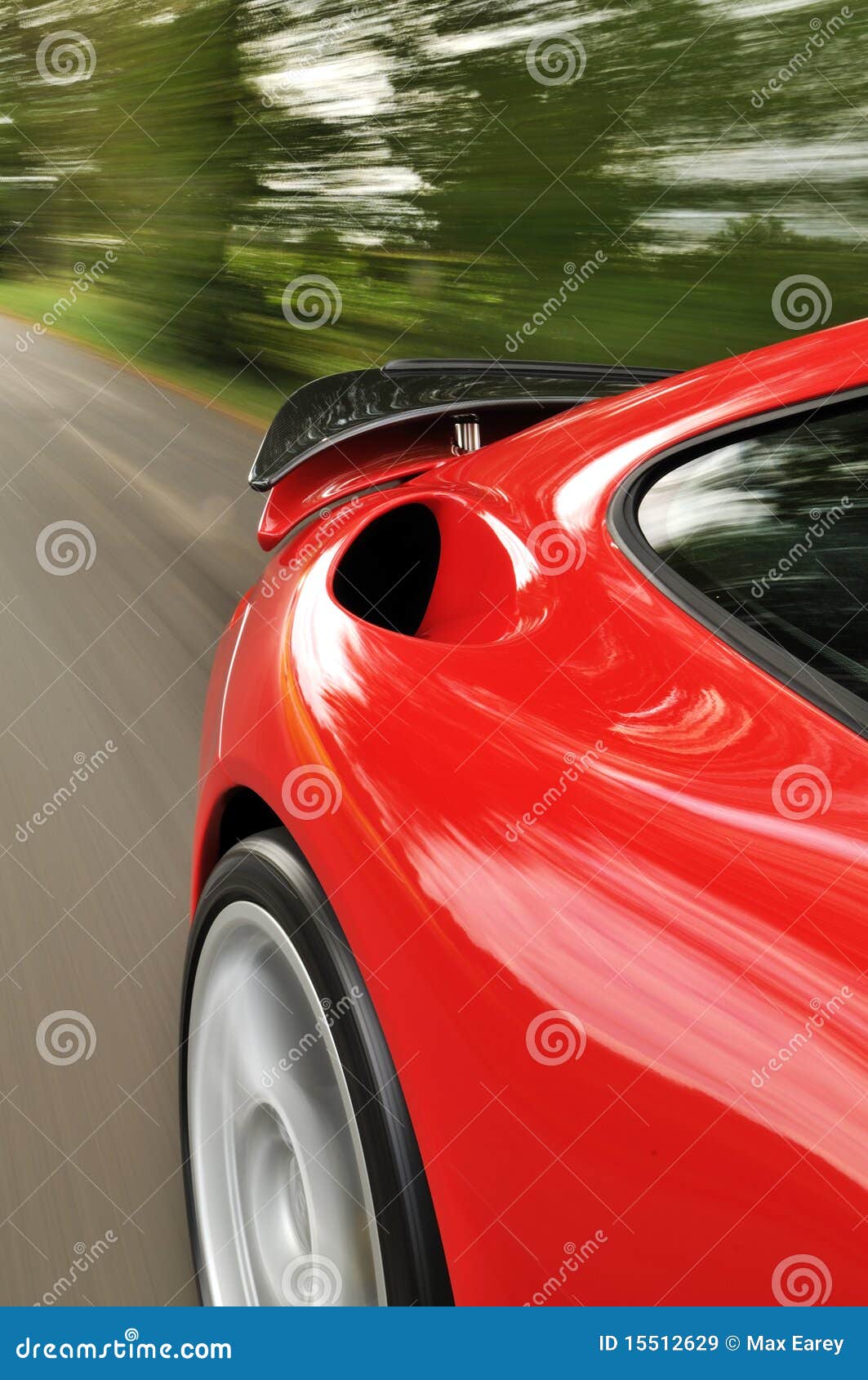 Red car with spoiler stock image. Image of speed, outdoor 15512629