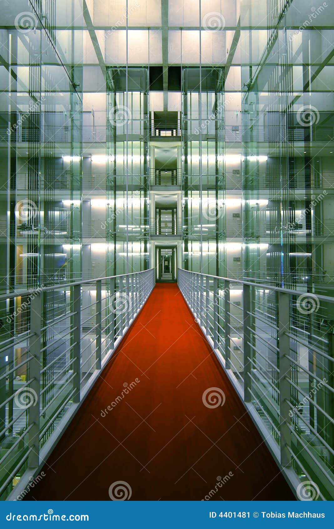 Red carpet in modern office building