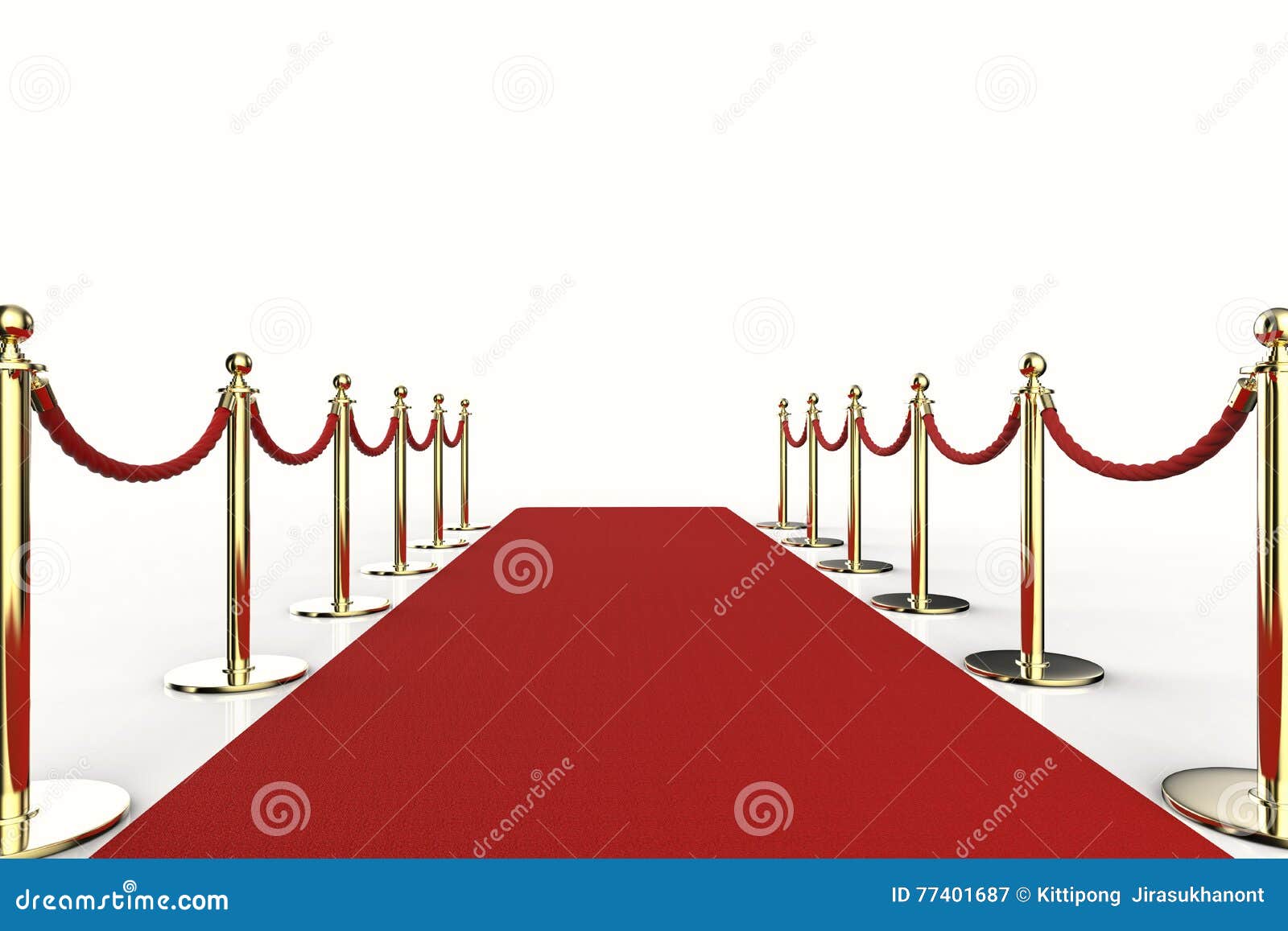 Rope Barrier With Red Carpet And Flash Light RoyaltyFree Stock Photo