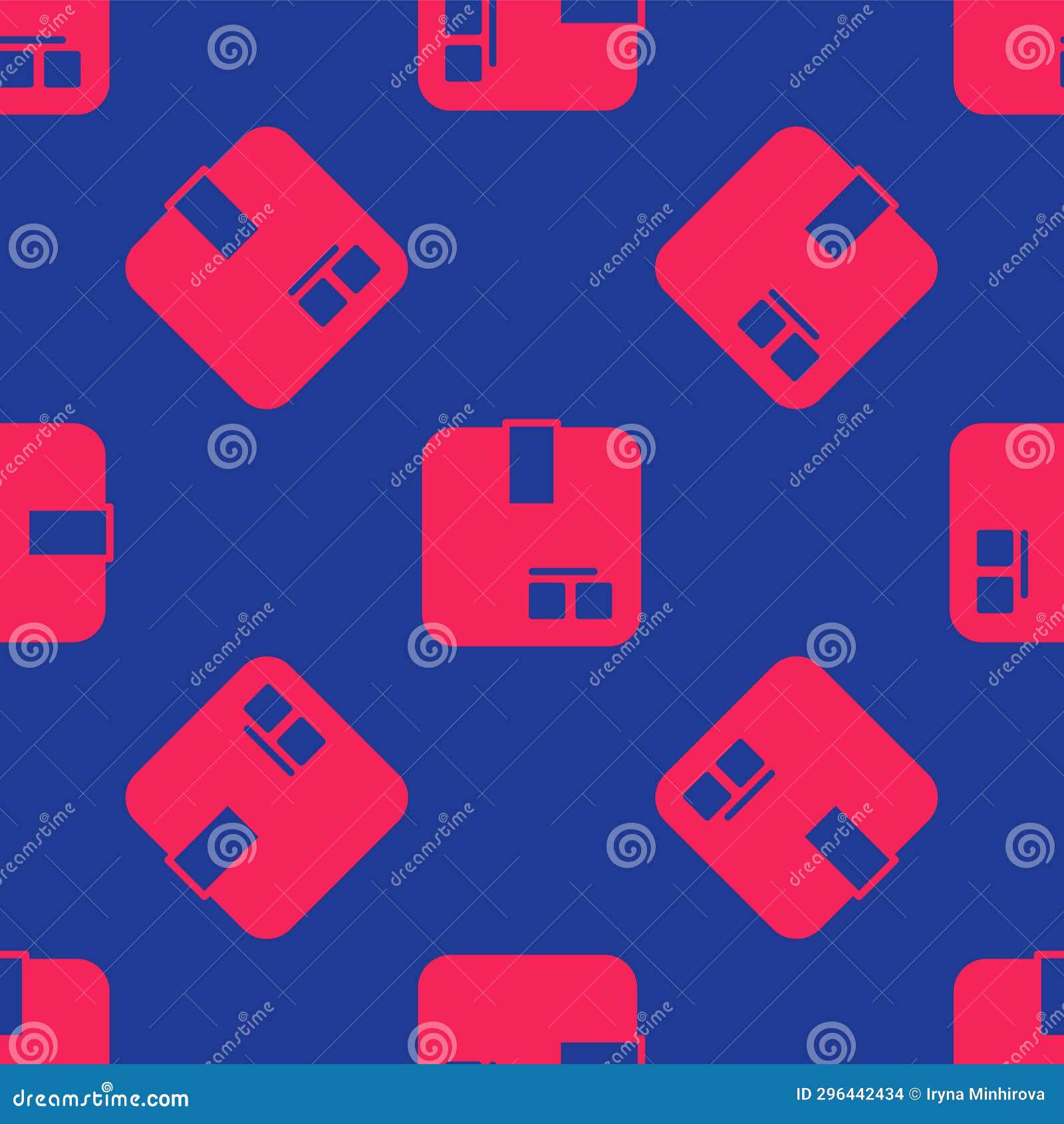 Red Carton Cardboard Box Icon Isolated Seamless Pattern on Blue ...