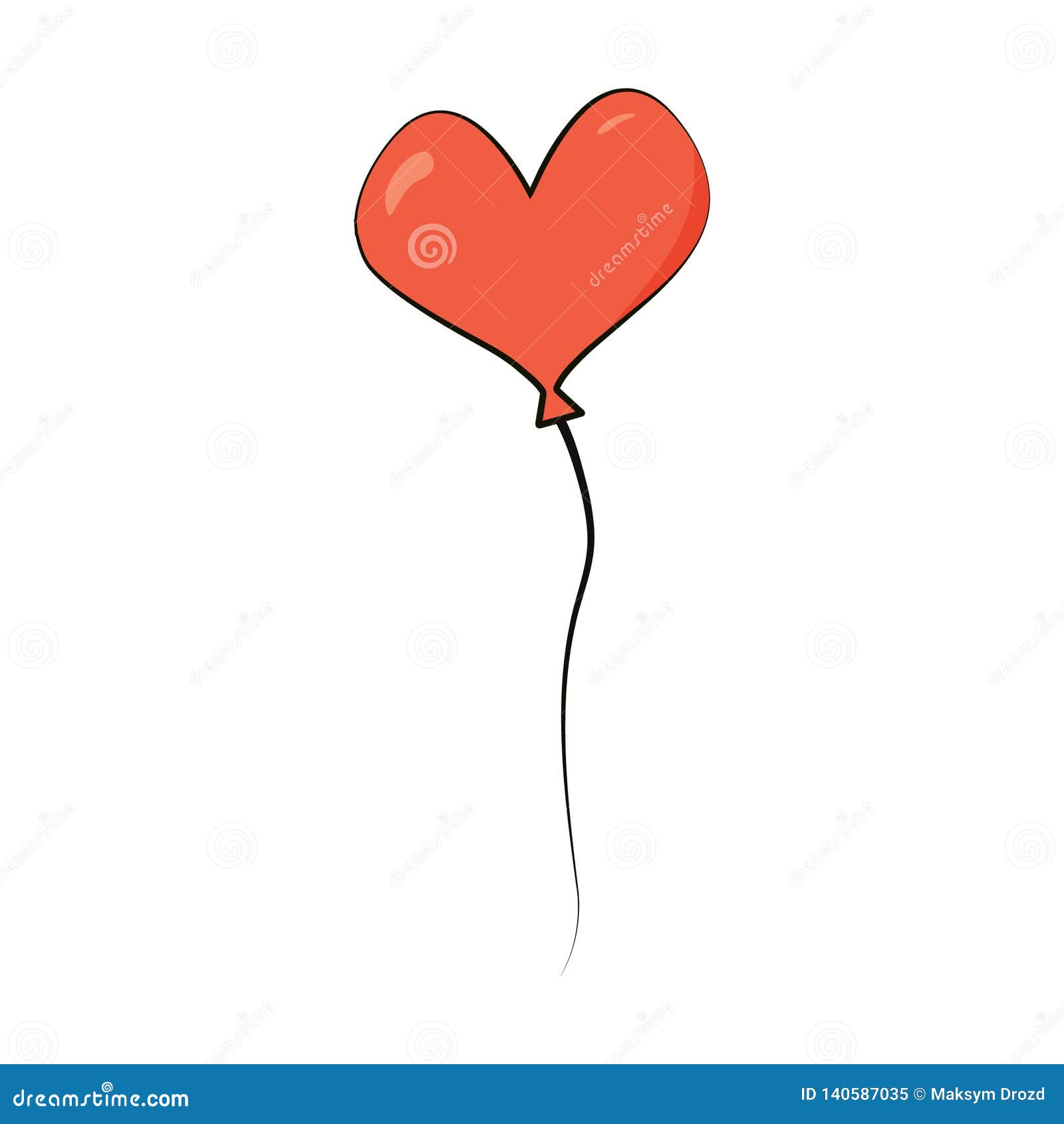 Red Cartoon Heart Shape Balloon. Isolated on White. Stock Illustration -  Illustration of happy, shape: 140587035
