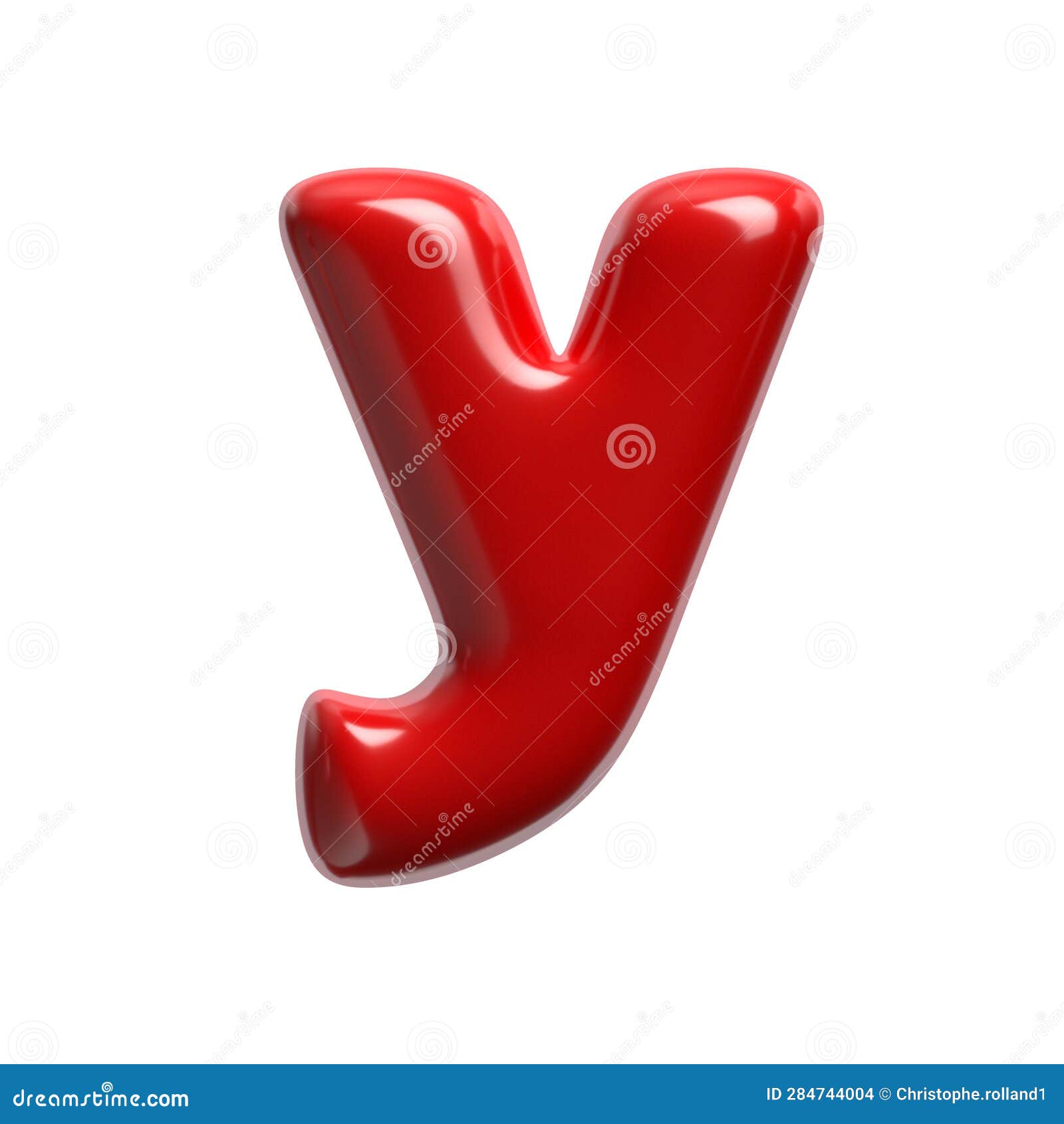 red cartoon letter y - small 3d glossy font - suitable for events,  or passion related subjects