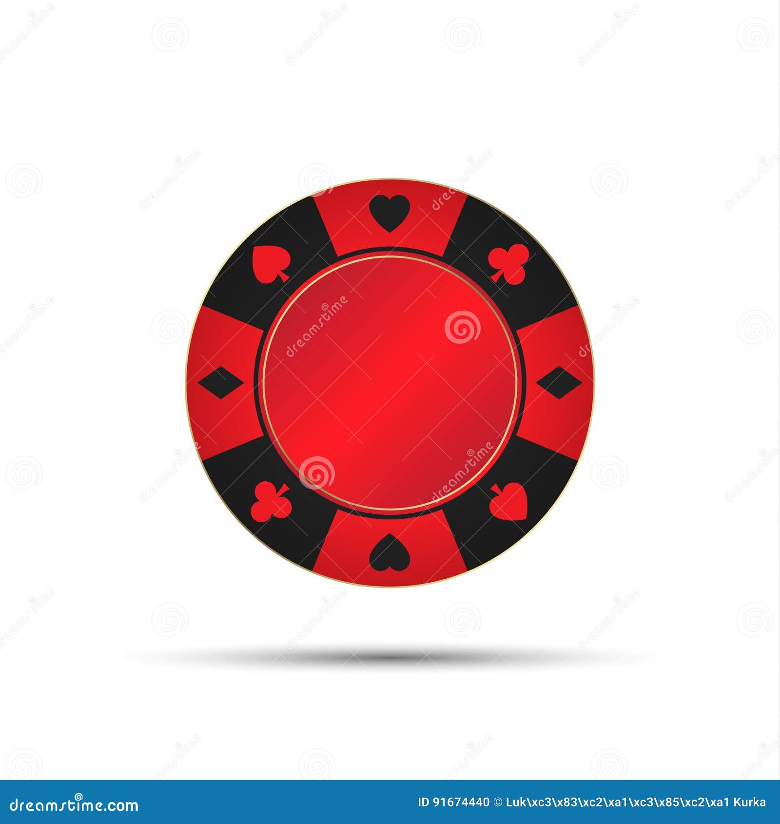 Red Casino Chip Isolated on White Background Stock Vector
