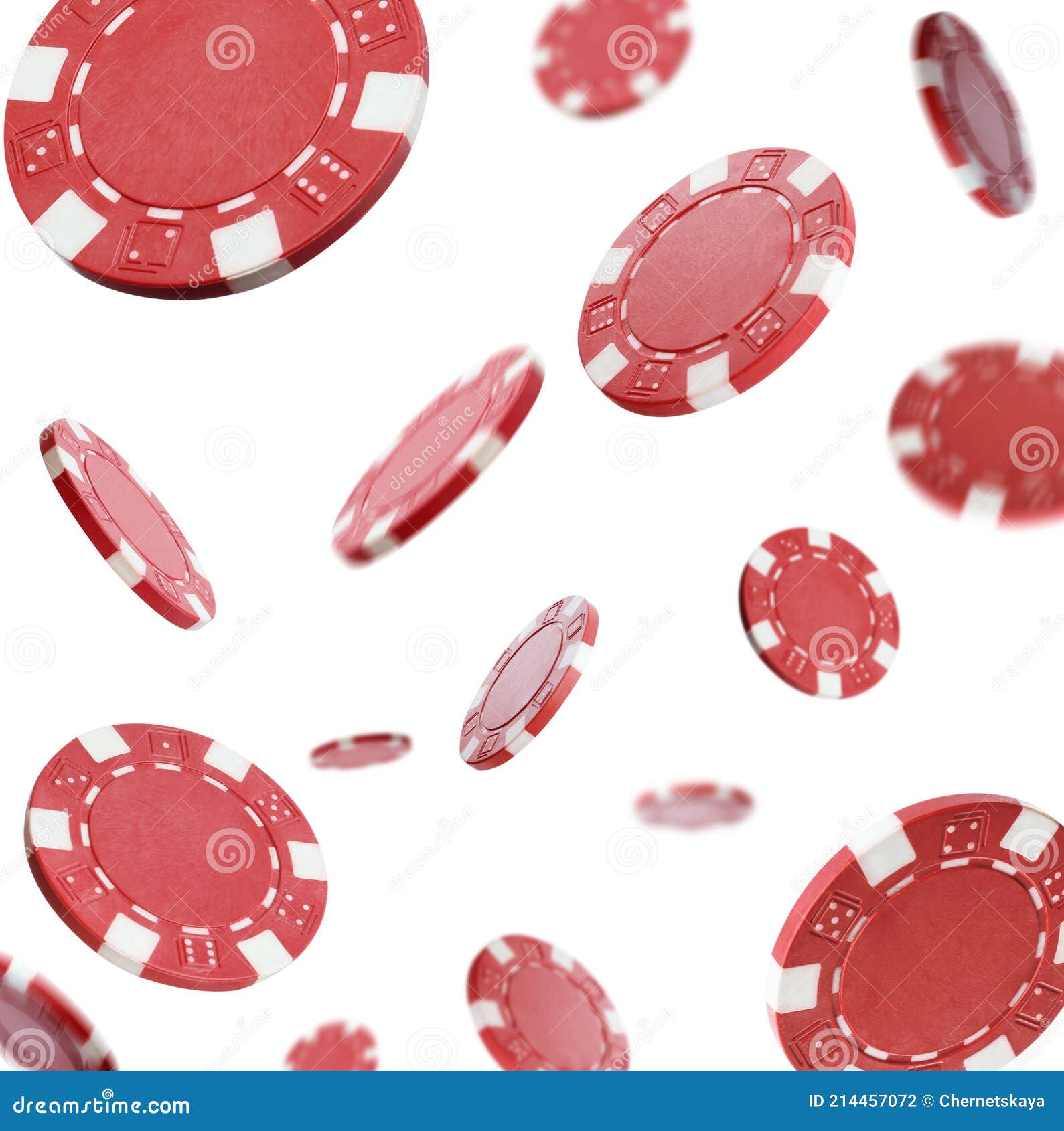 Red Casino Chips Falling on White Background Stock Photo Image of