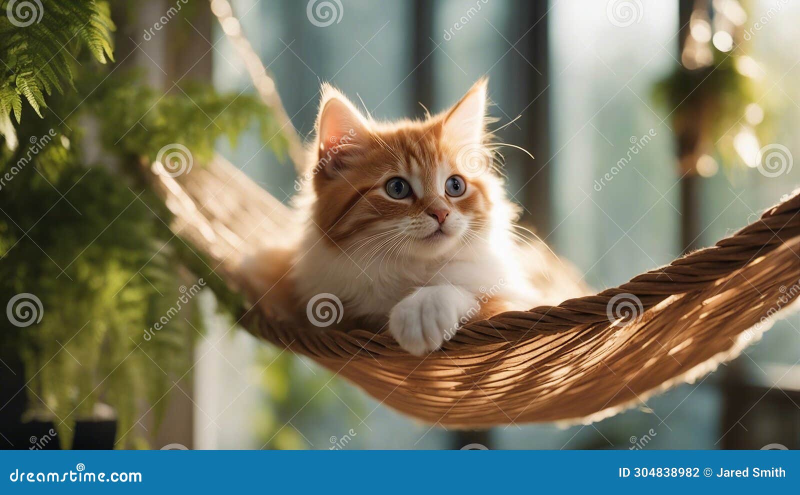 red cat on a hammock a small red kitten with a gentle purr, nestled comfortably in a hammock