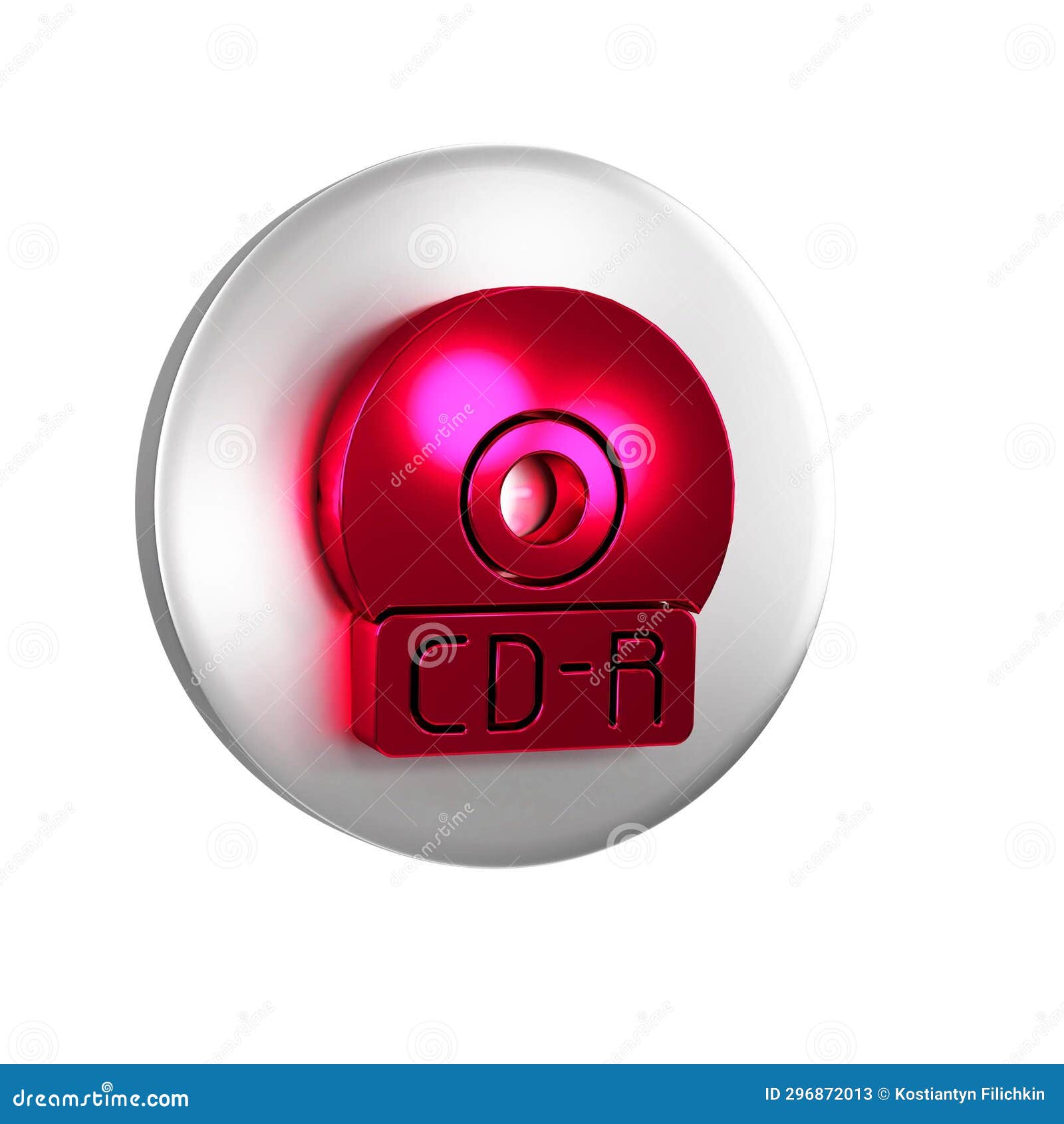 Red CD or DVD Disk Icon Isolated on Transparent Background. Compact Disc Sign. Silver Circle