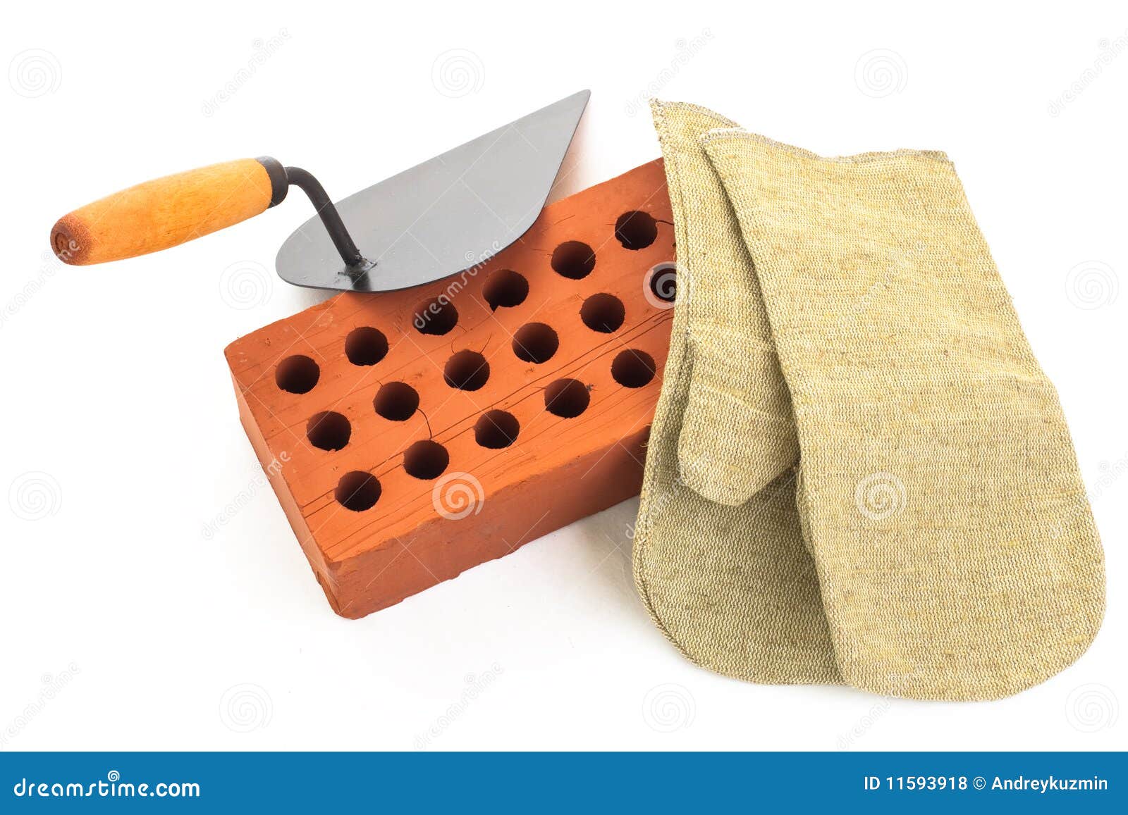 Brick , Trowel And Meter RoyaltyFree Stock Image