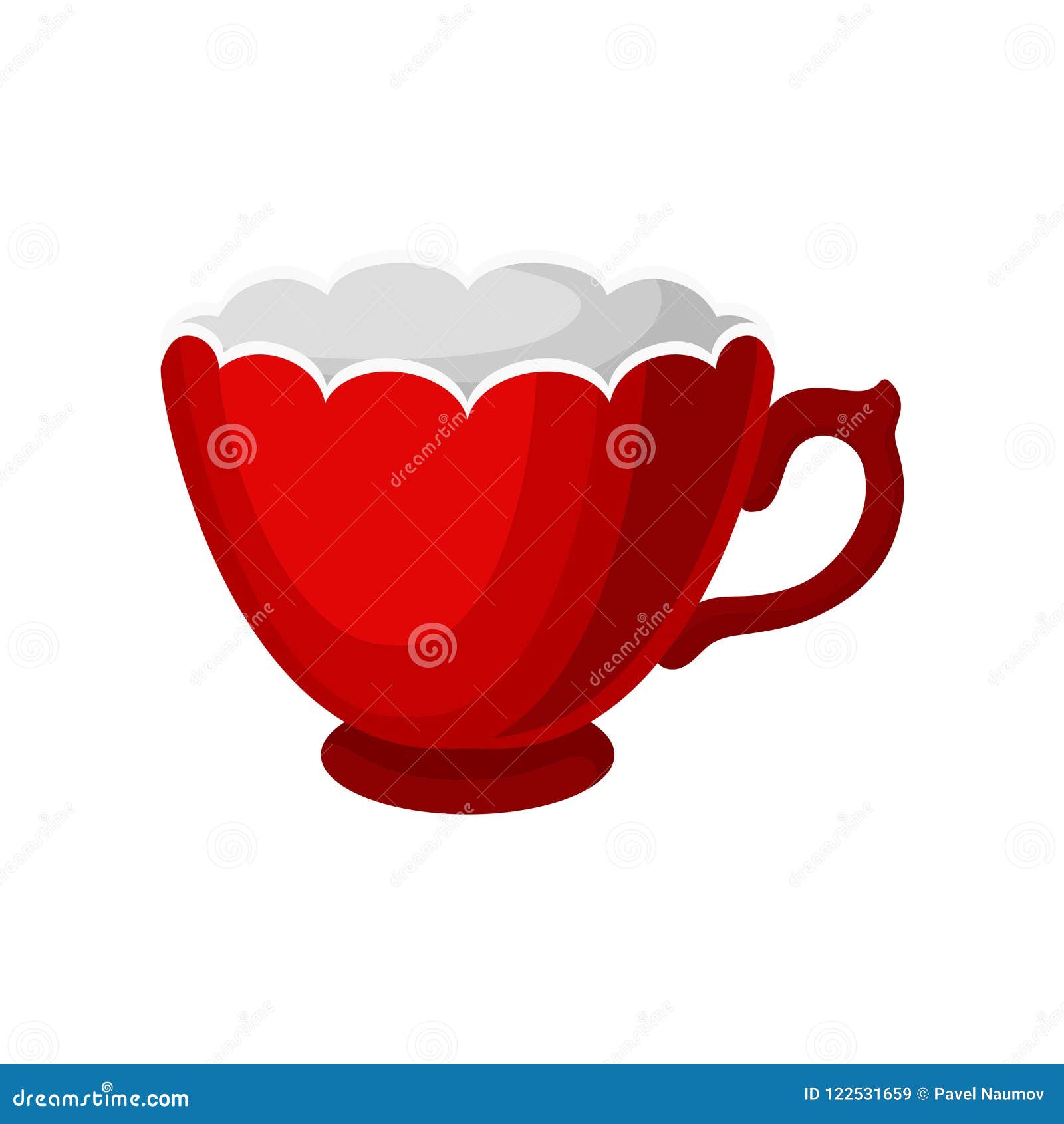 Red Ceramic Tea or Coffee Cup Vector Illustration on a White Background Stock Vector