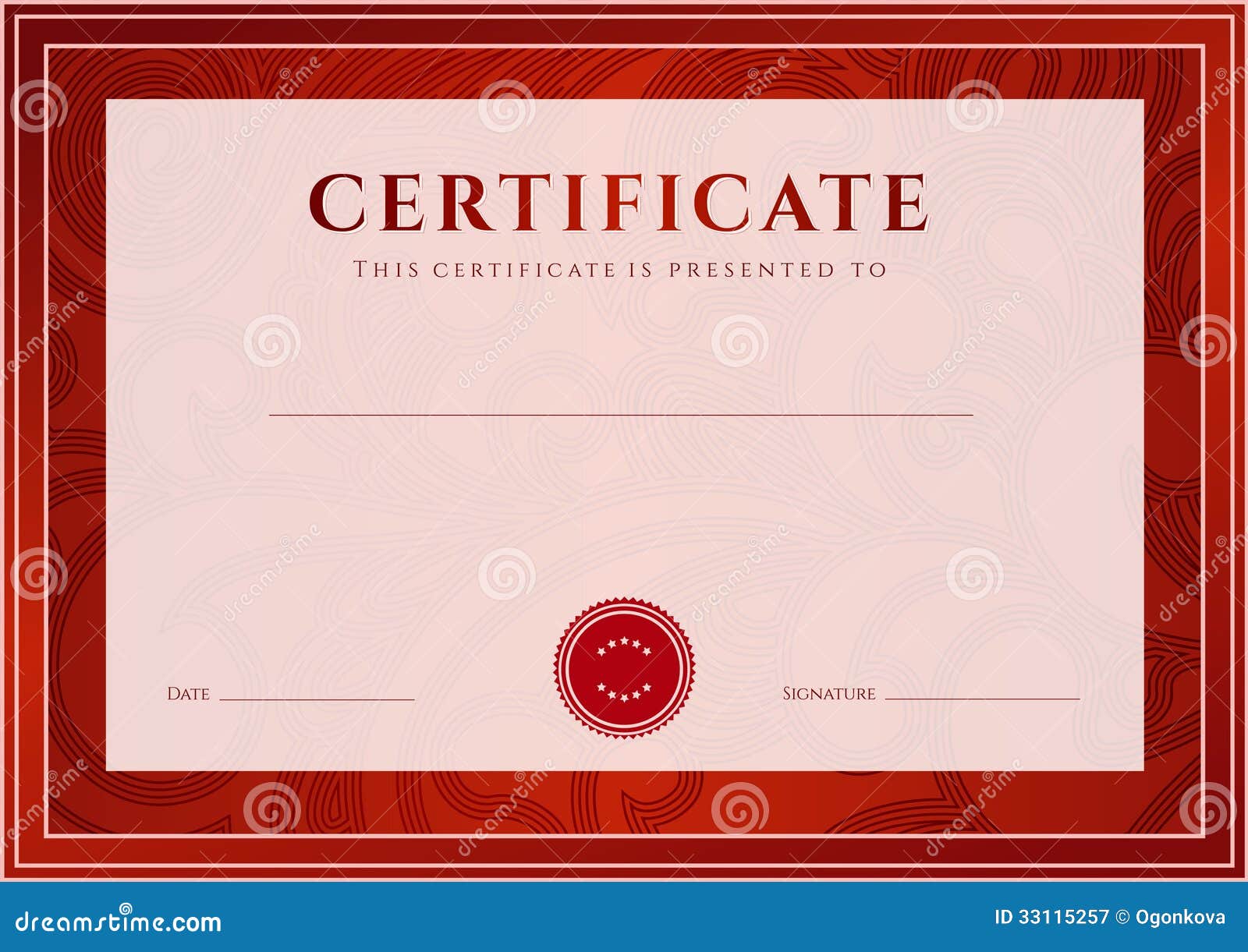 Certificate Template Red Red Certificate, Diploma template. Award pattern