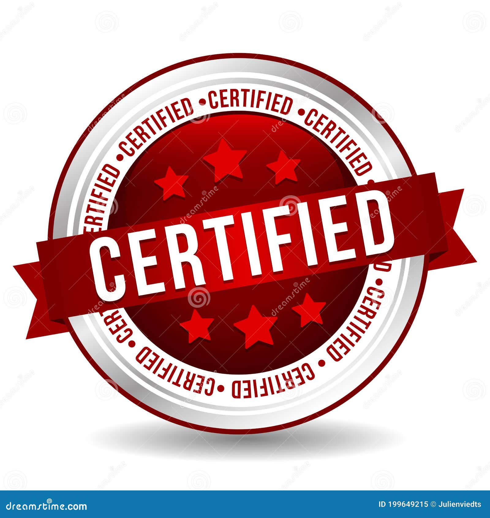 Certified Quality Badge With Red Ribbon Cartoon Vector | CartoonDealer