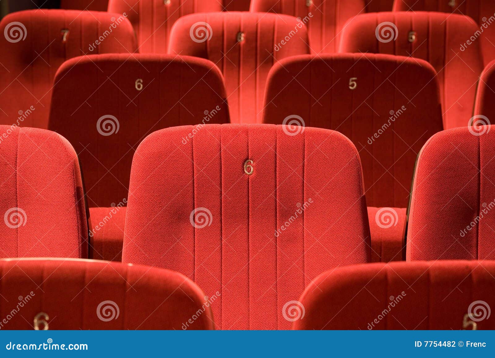 Red Chairs on the Empty Cinema Stock Photo Image of spotlight