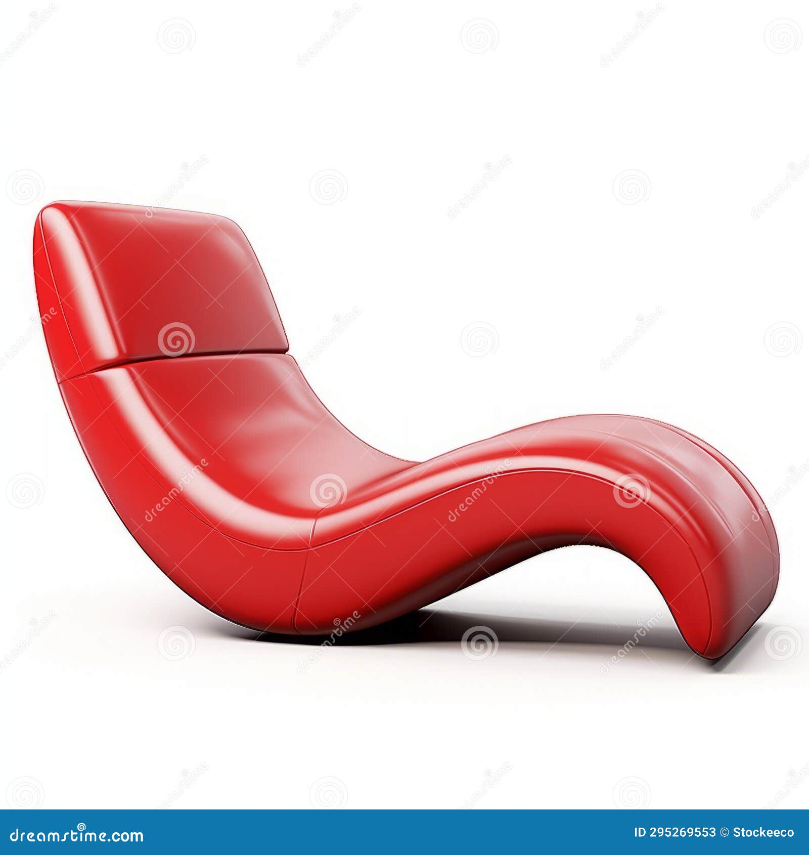 Red Leather Chaise Lounge on White Background Stock Illustration