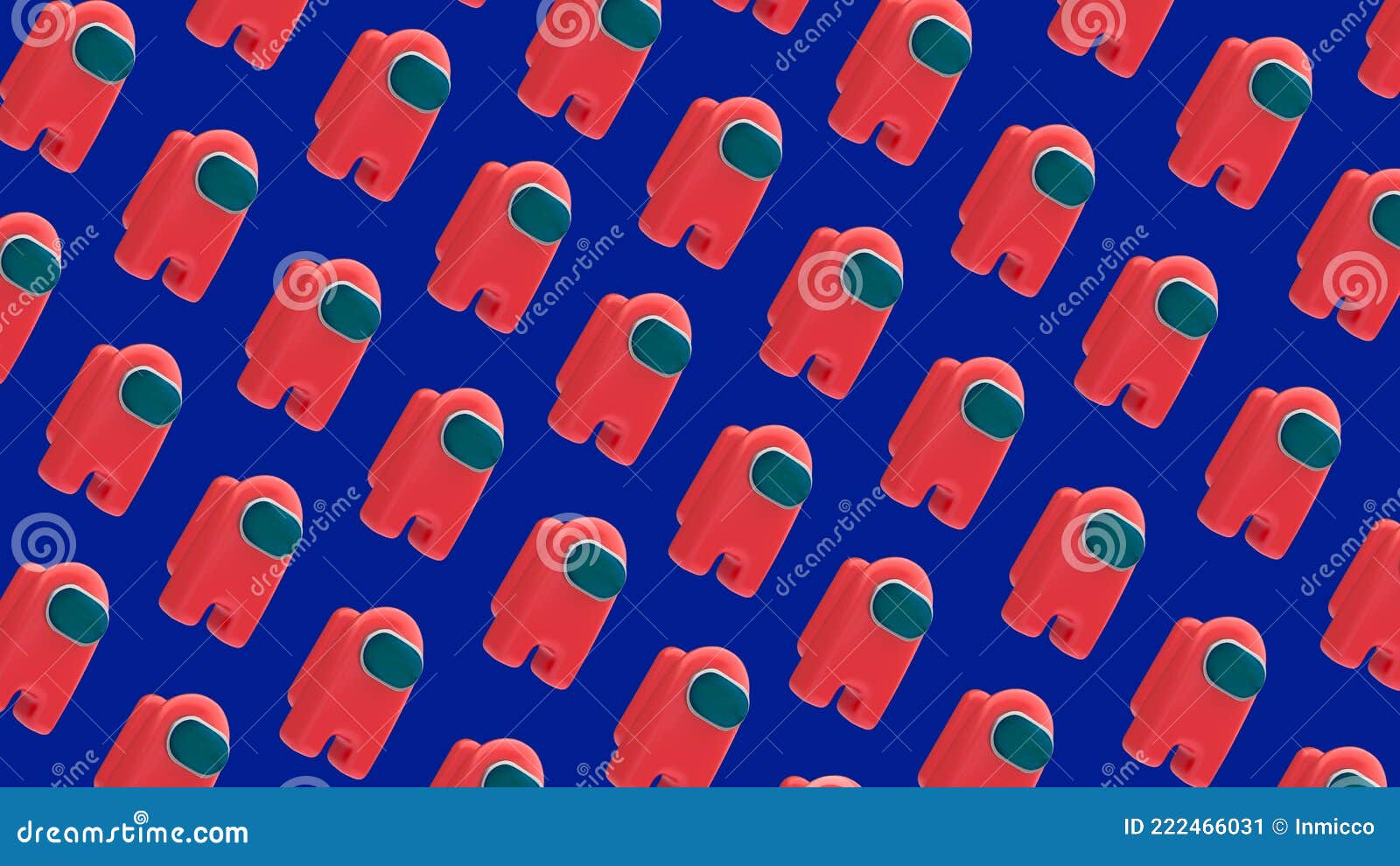 The Red Characters on a Blue Background. Robot for Poster Editorial