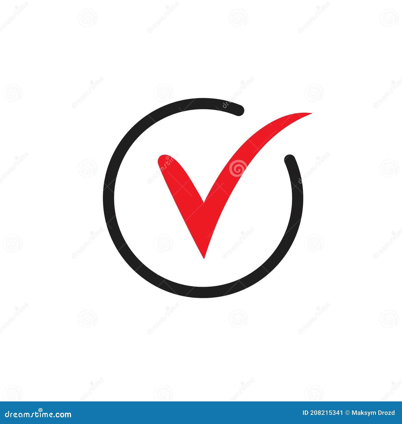Red Check Simple Icon. Approved Tick Sign. Confirm, Done or Accept Symbol  Stock Illustration - Illustration of mark, approved: 208215341
