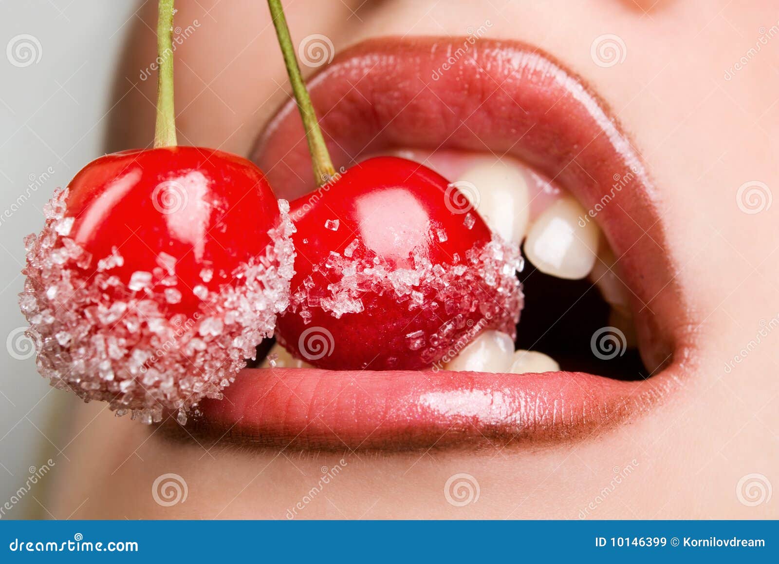 Red cherries with sugar stock image. Image of delicious 10146399
