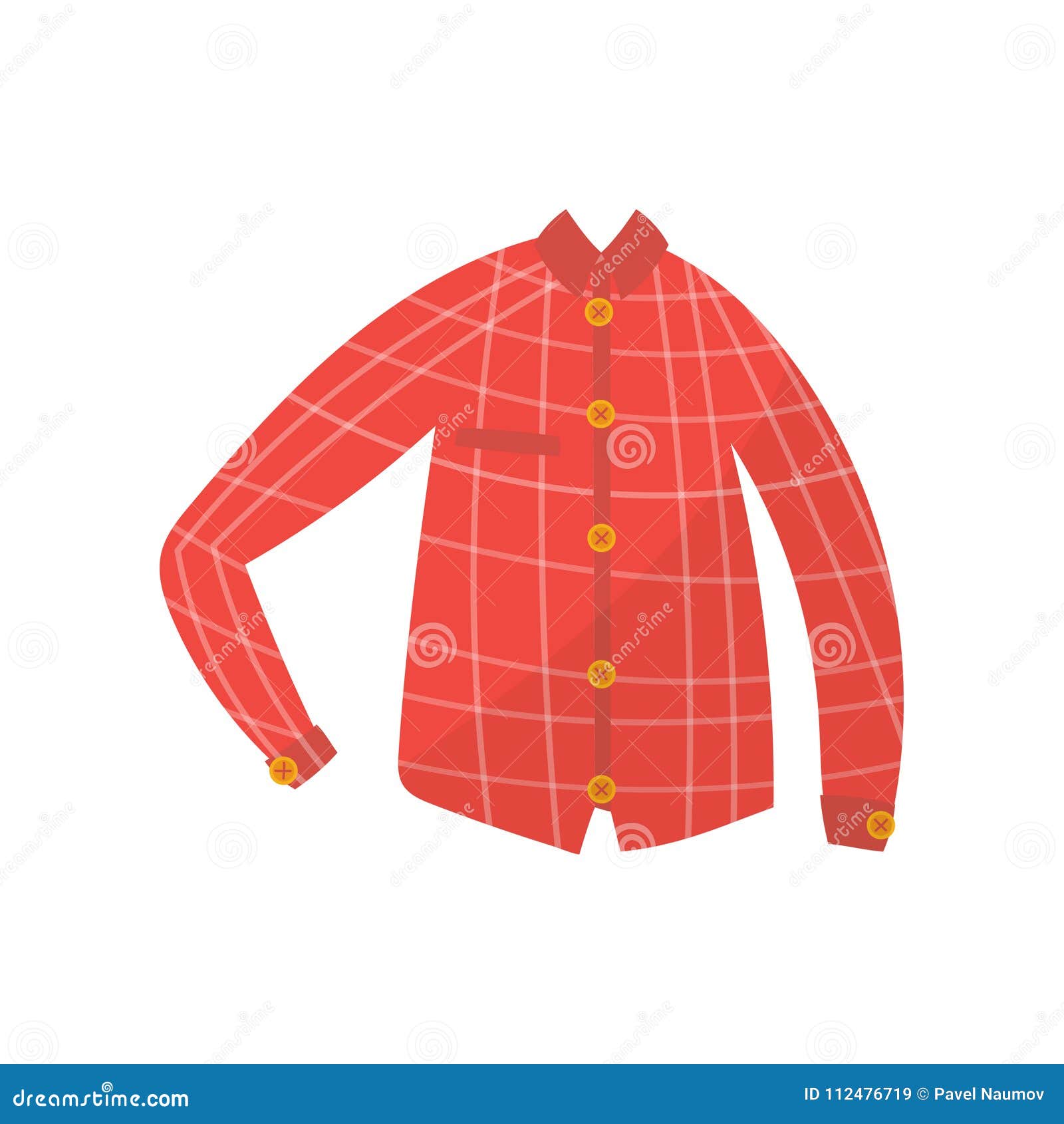 Red Cheskered Boy Shirt, Boys Wear Vector Illustration on a White ...