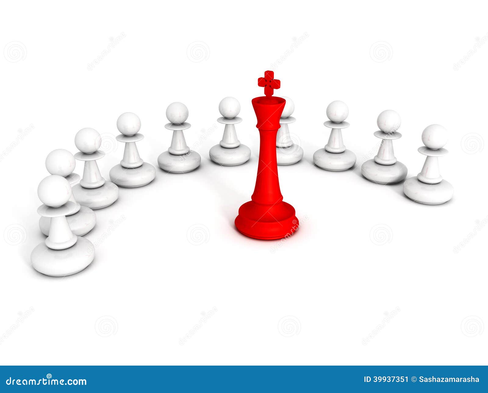 Red Chess King Leader of Pawns Team Stock Illustration - Illustration ...