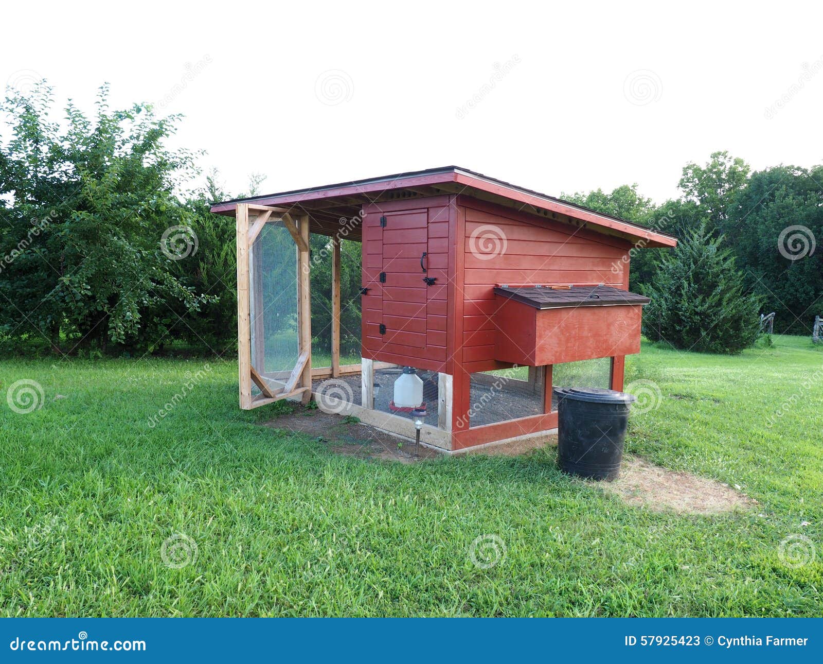 red chicken coop