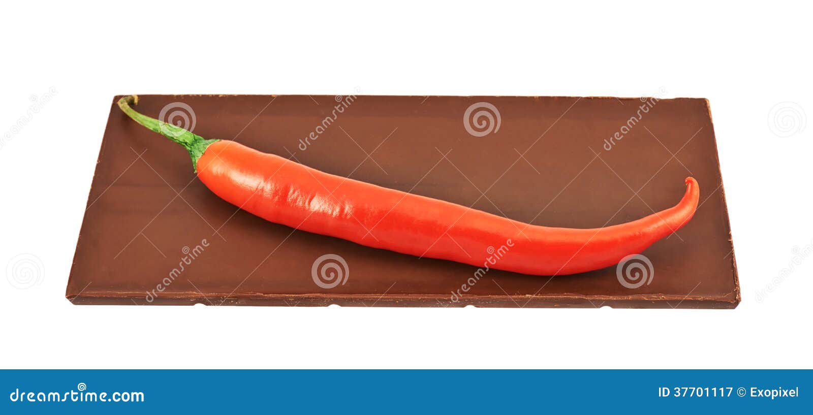 Red Chili Pepper Over Chocolate Bar Stock Image Image of chili