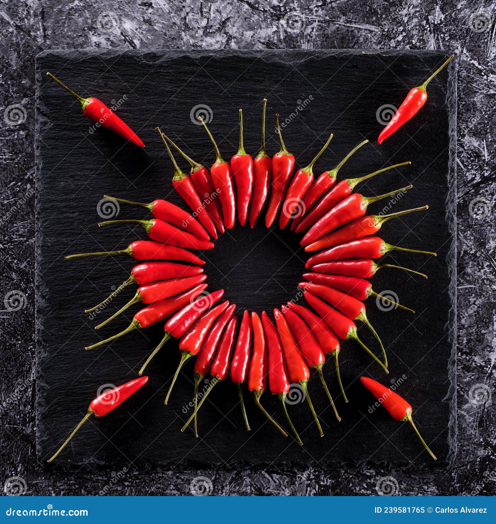 Red Chili Peppers Decorative Circle and Plate Stock Image Image of