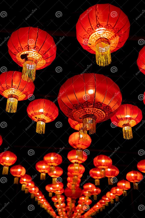 Red Chinese Lanterns at Lantern Festival in Orlando Zoo in Florida