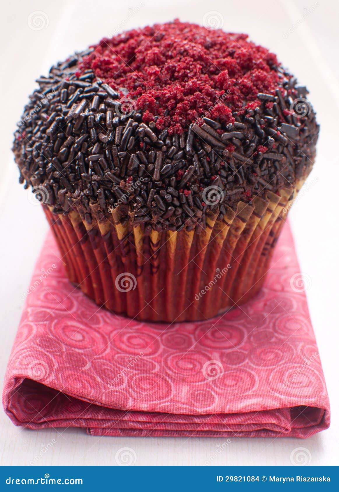 Red and Chocolate Decorated Muffin Stock Photo Image of gourmet