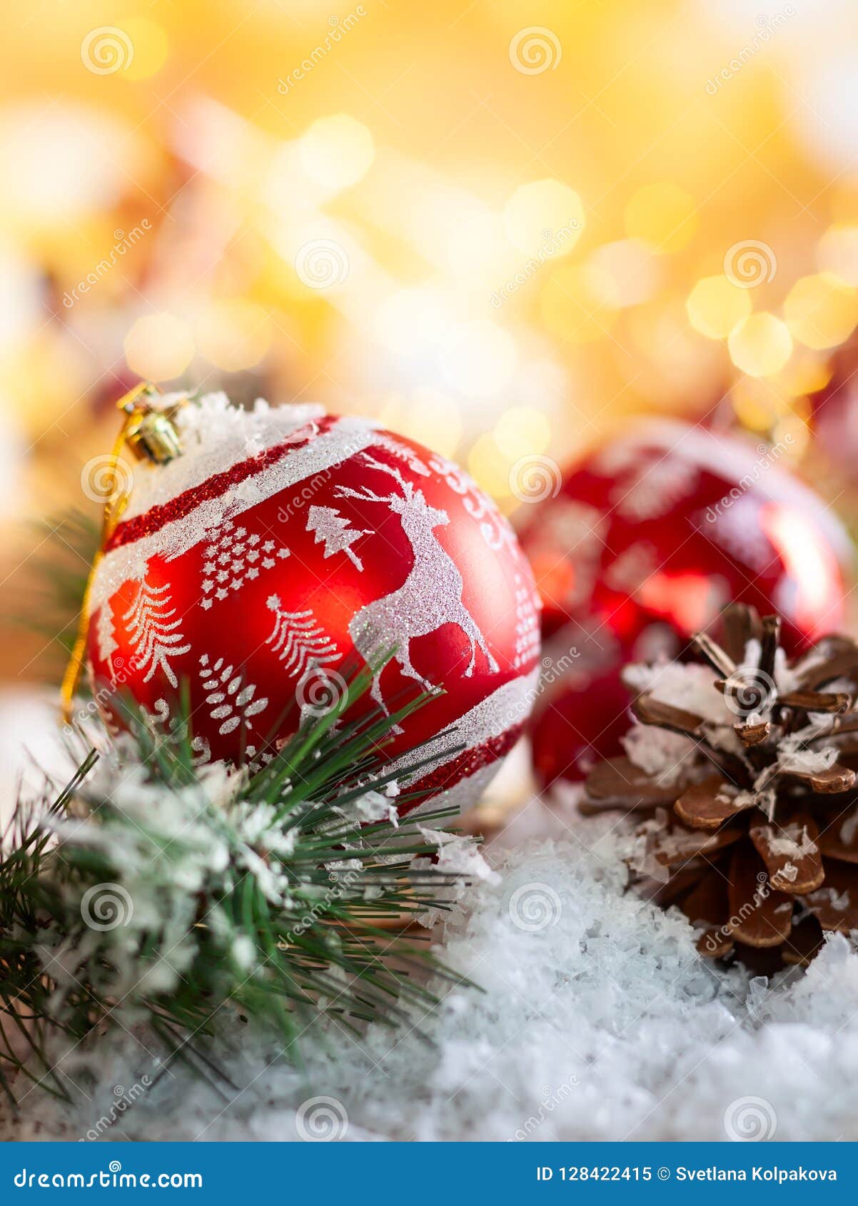 Red Christmas ball stock image. Image of composition - 128422415