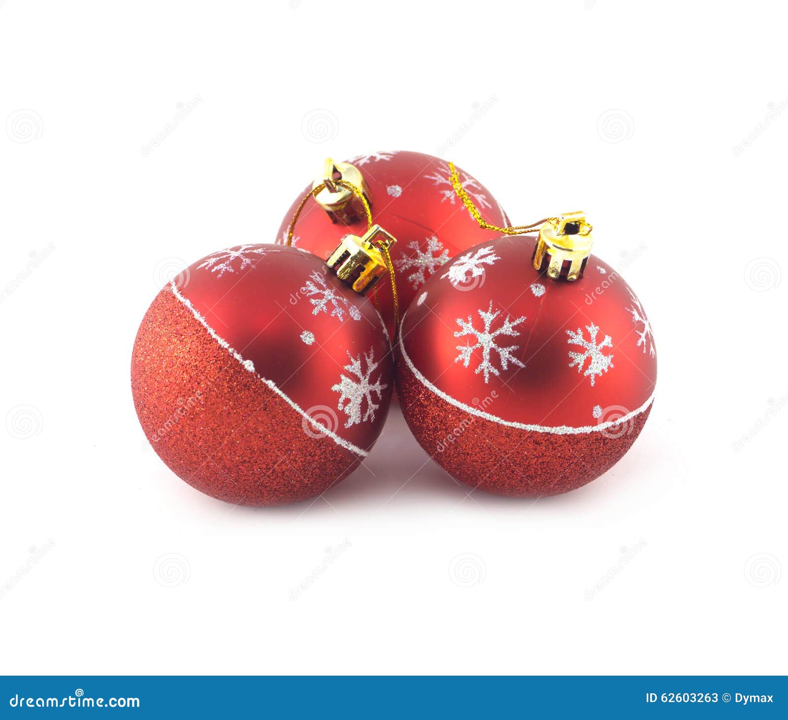 Red Christmas Balls Isolated on White Stock Image - Image of object ...