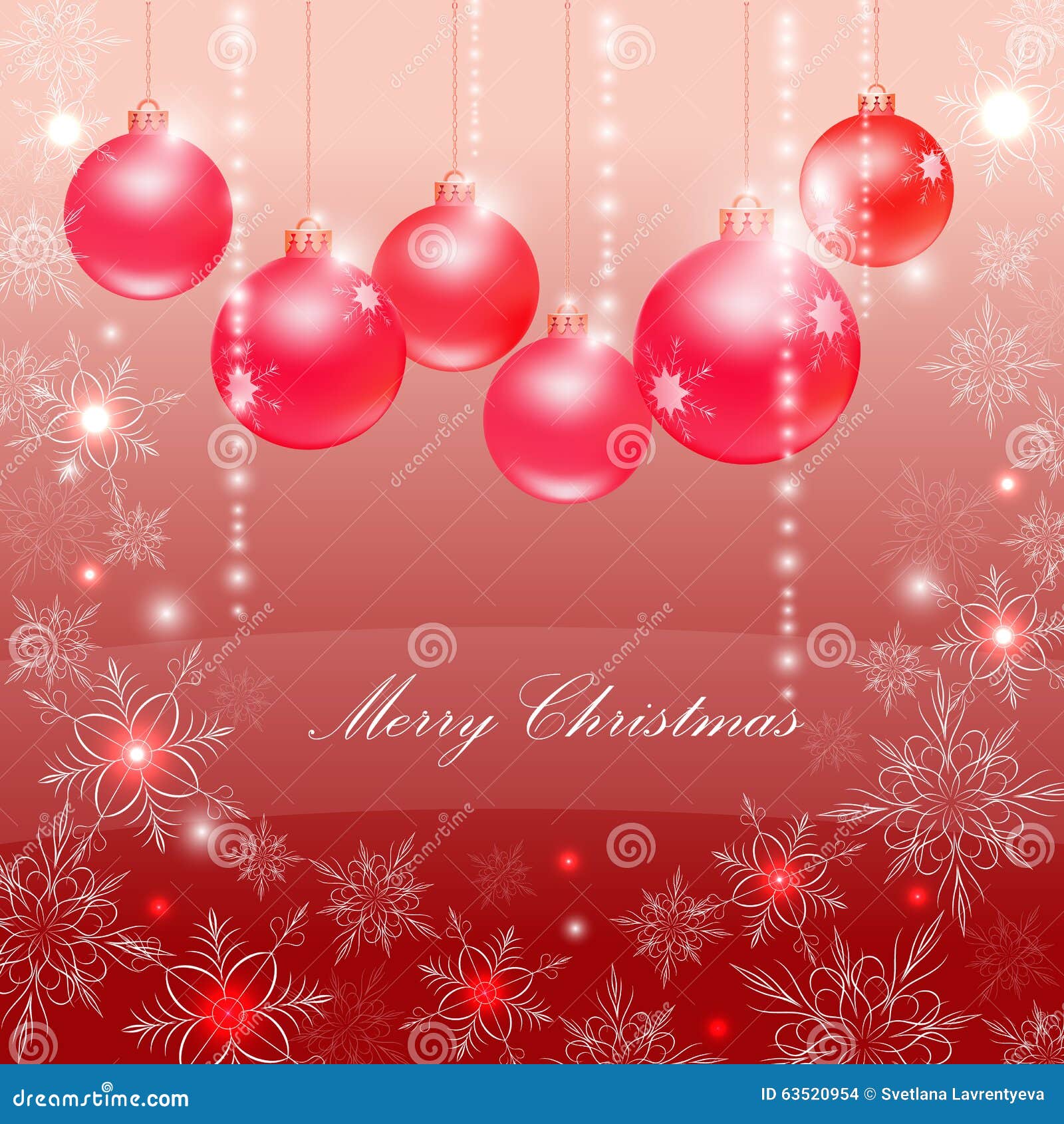 Red Christmas Balls and Snowflakes Stock Vector Illustration of