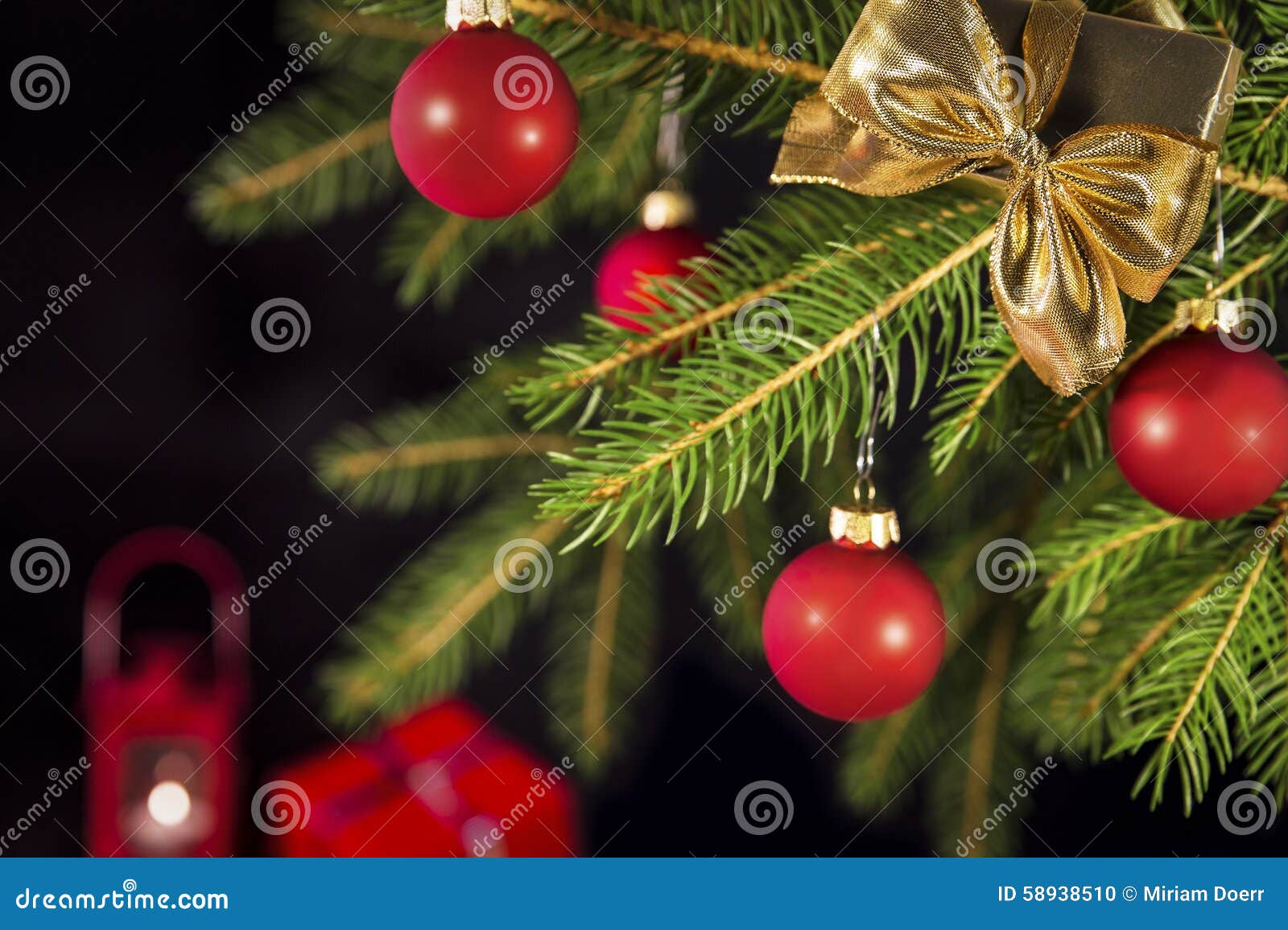 Red Christmas Balls on a Tree Stock Photo Image of holiday, beautiful