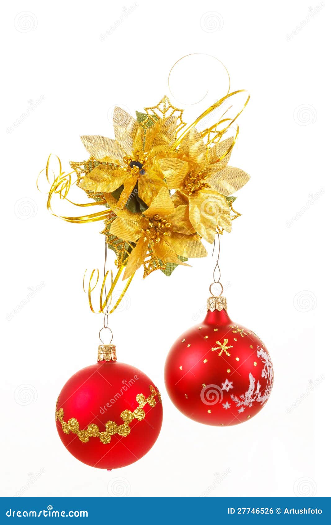Red Christmas Balls on White Stock Photo Image of color, gold 27746526