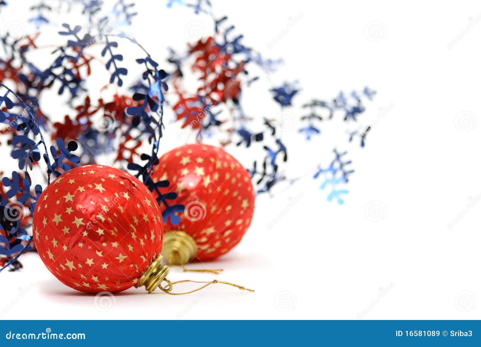 Red Christmas Balls On A White Background. Stock Image - Image of copy