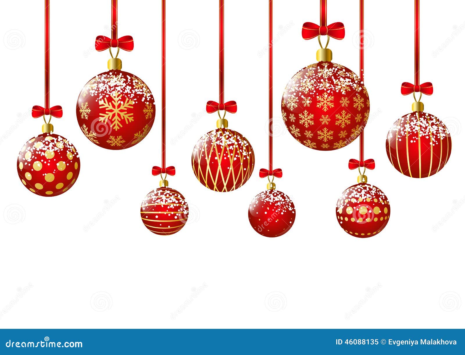Red Christmas Balls on White Stock Vector Illustration of shine, merry 46088135