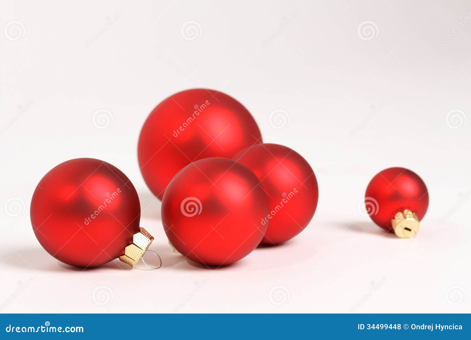 Red Christmas Balls on White Background Stock Photo Image of matt, shiny 34499448
