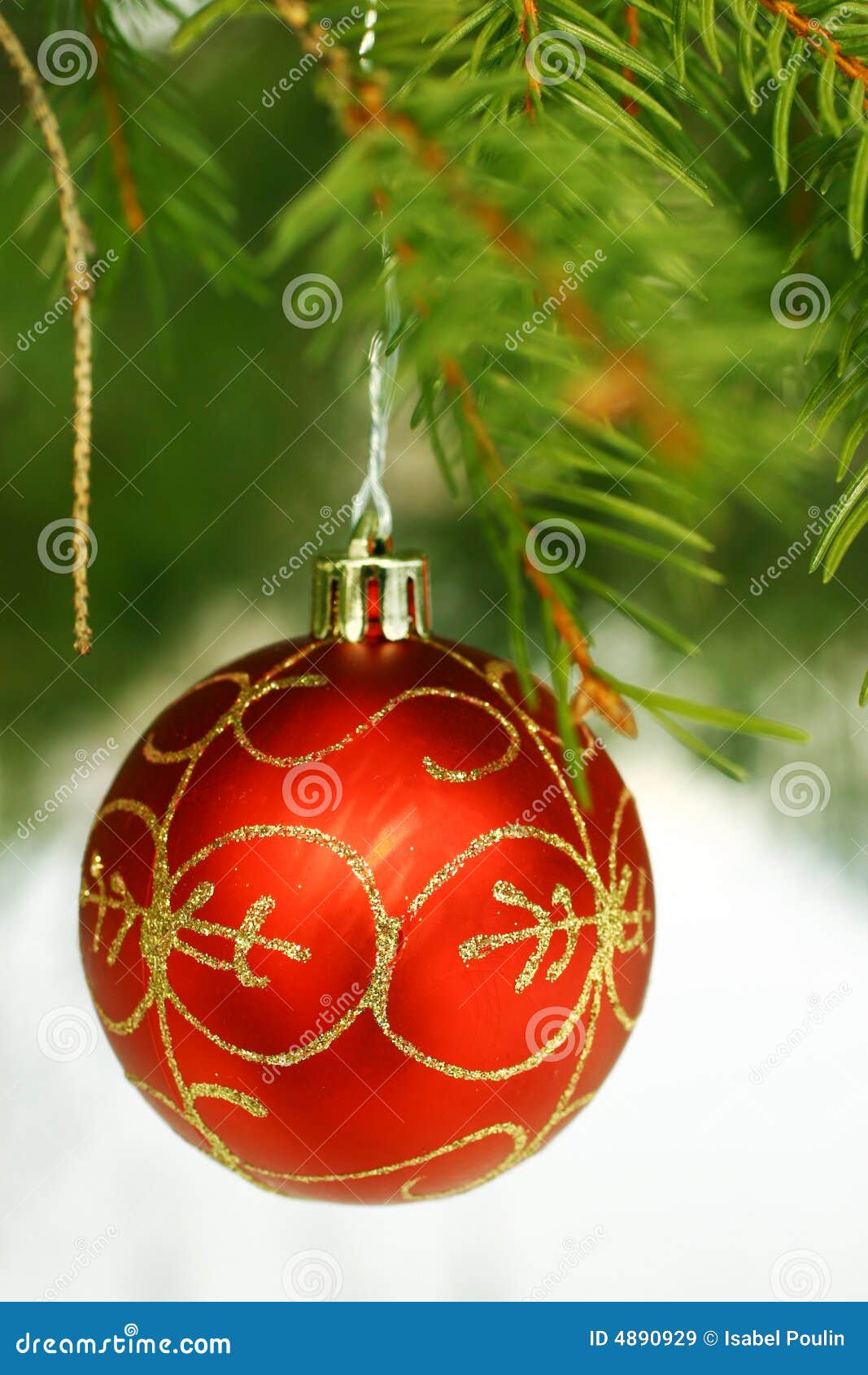 Red Christmas bauble stock image. Image of sphere, ornament - 4890929