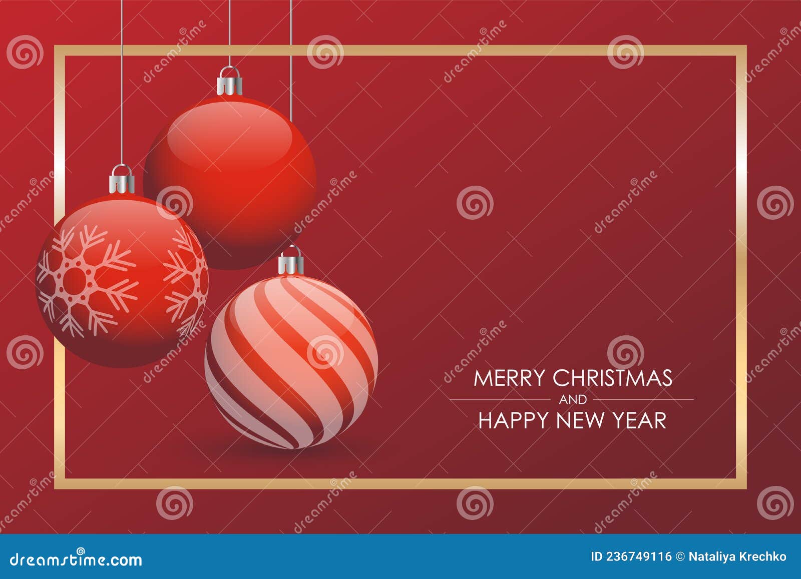 Red Christmas Card with Christmas Balls. Banner Design Stock Vector ...