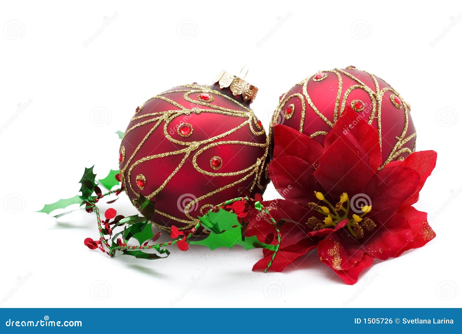 Red christmas decorations stock photo. Image of celebration - 1505726