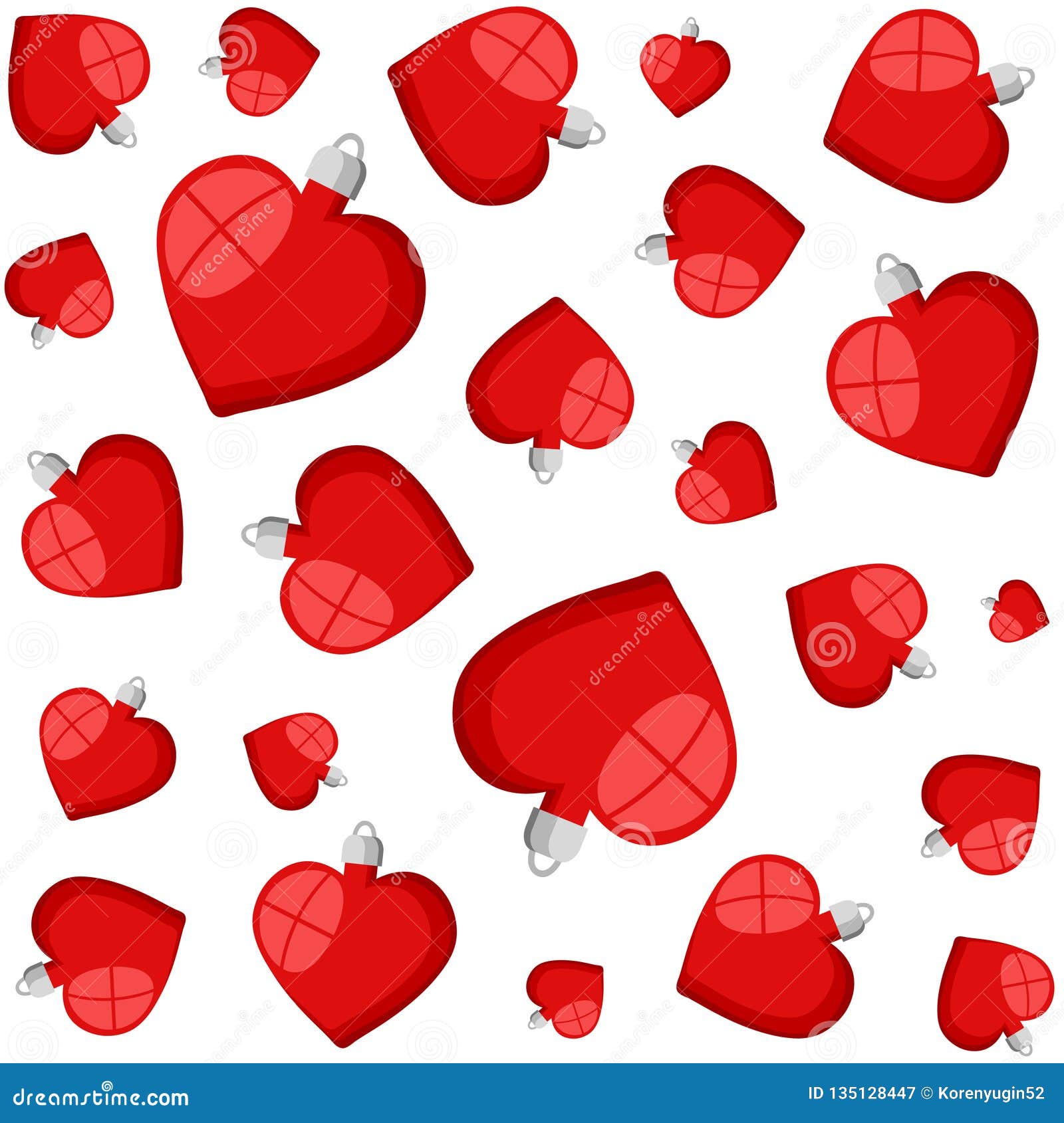 Download Red Christmas Heart Balls Decorative Pattern Isolated Icon ...