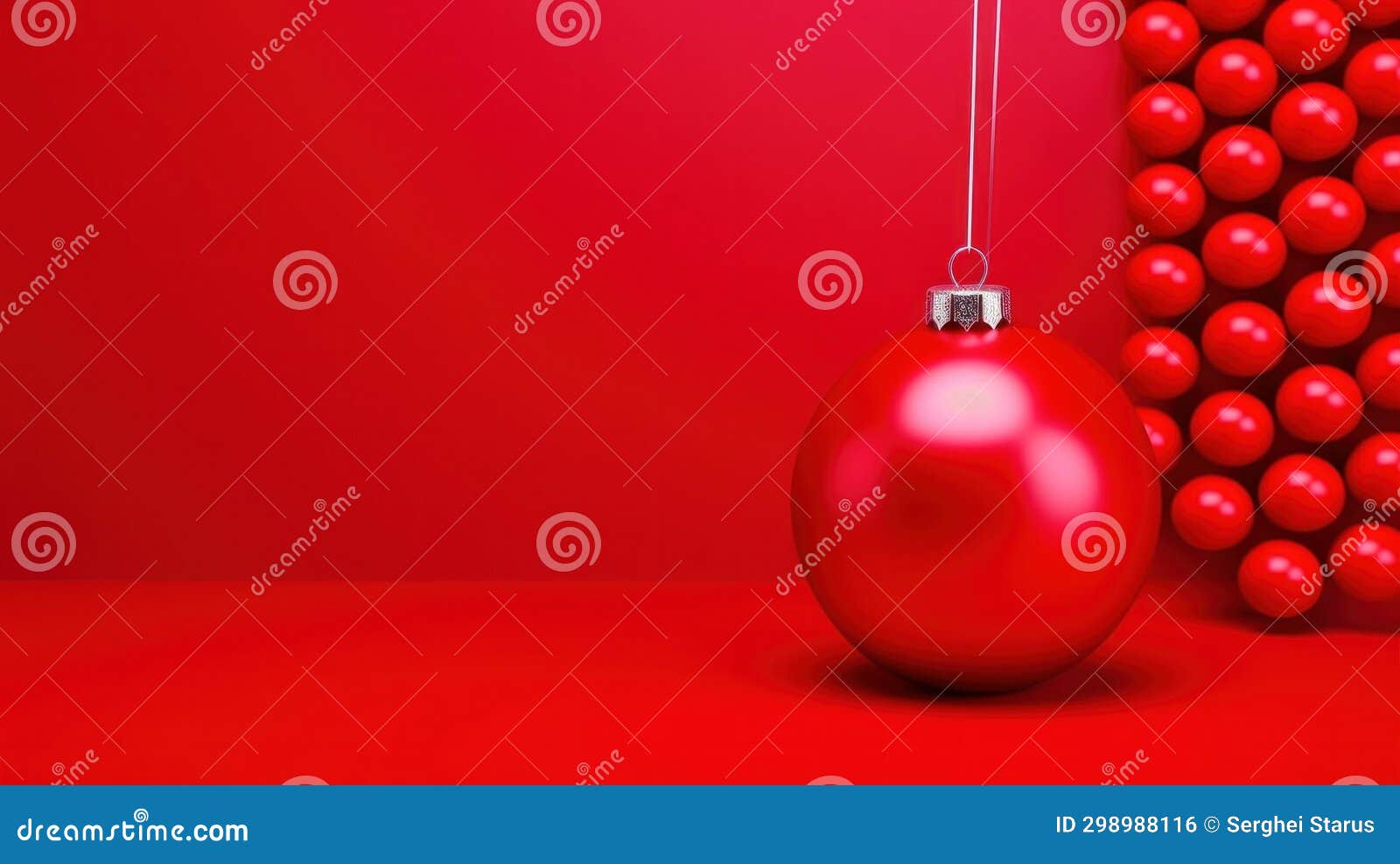 A Red Christmas Ornament Hanging from a String, AI Stock Illustration