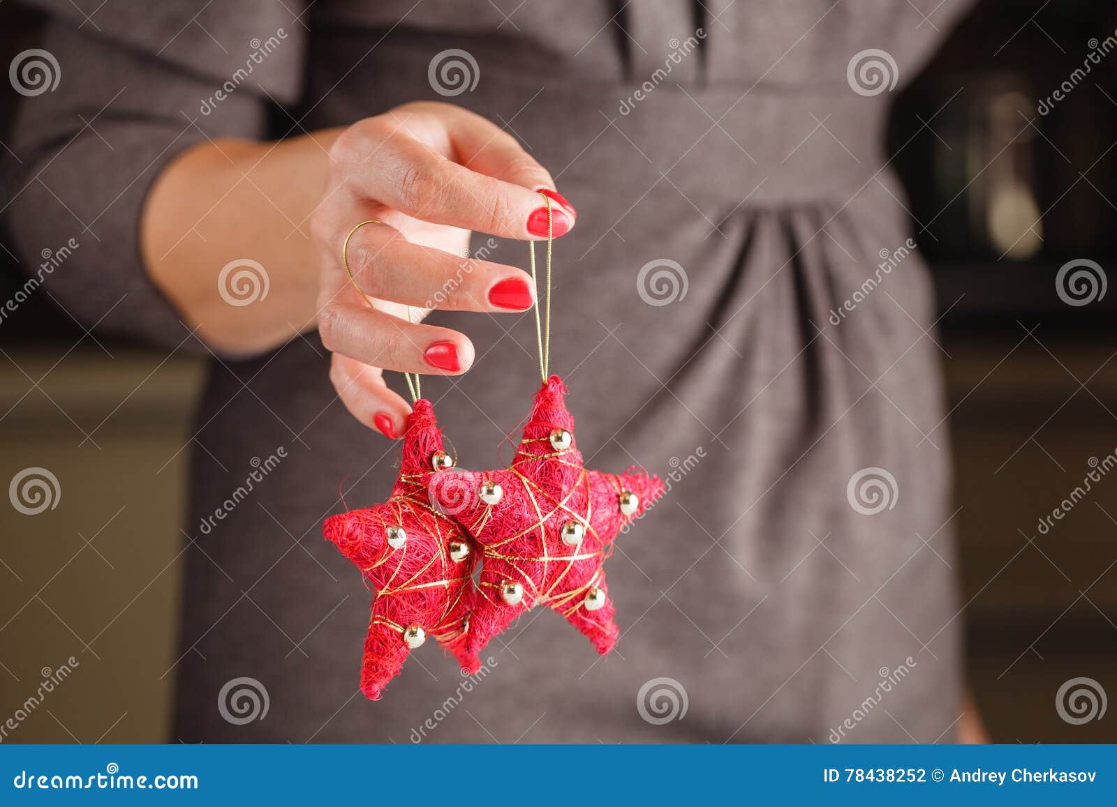 Red Christmas Ornament in the Shape of a Star. Stock Photo Image of