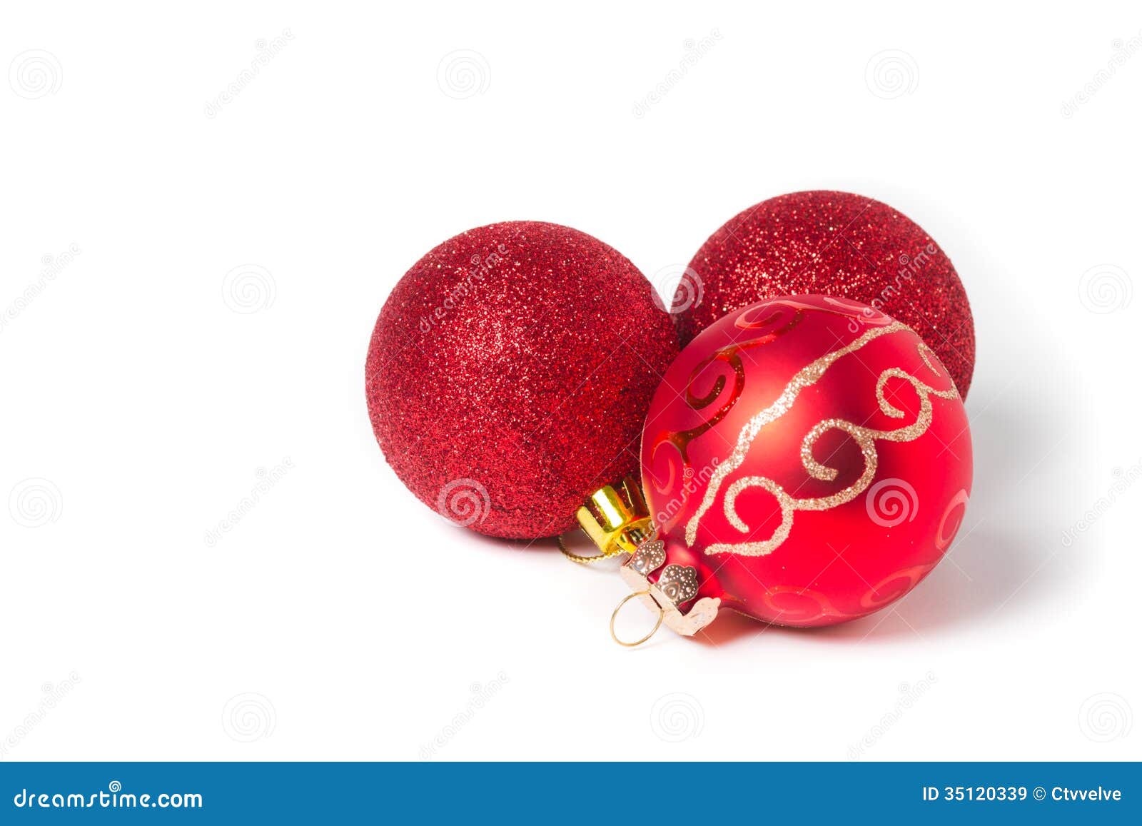 Red Christmas Ornaments Ball on White. Stock Image - Image of ball ...