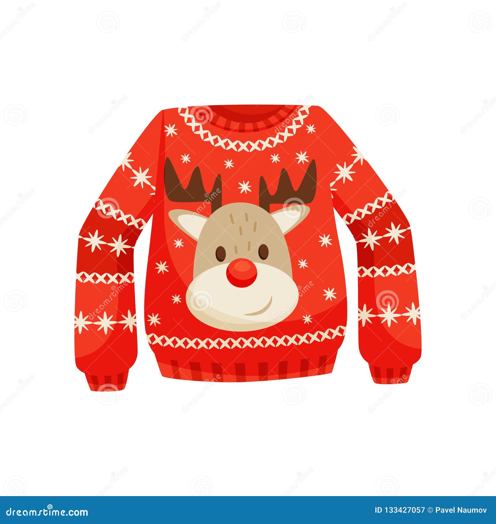 Download Red Christmas Sweater, Knitted Warm Jumper With Cute ...