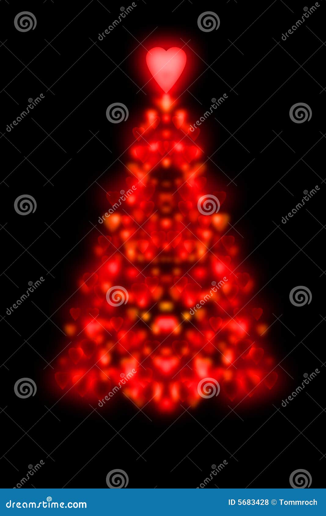 Red Christmas tree hearts stock illustration. Illustration of love